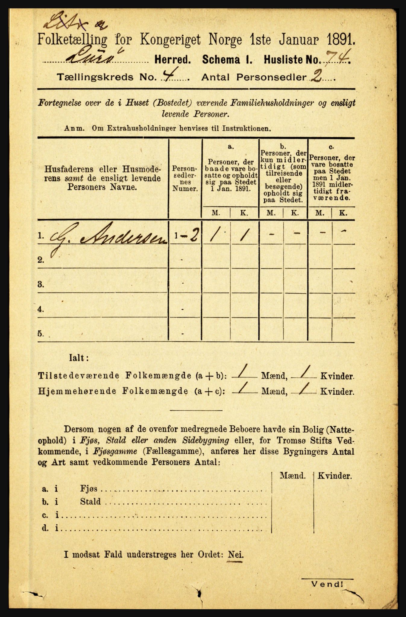 RA, 1891 census for 1834 Lurøy, 1891, p. 2011