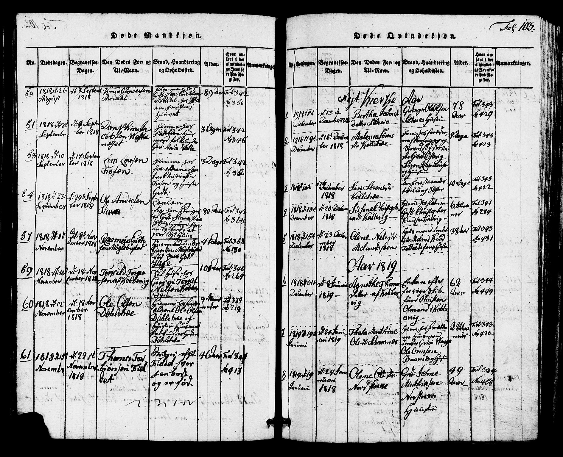 Avaldsnes sokneprestkontor, SAST/A -101851/H/Ha/Hab/L0001: Parish register (copy) no. B 1, 1816-1825, p. 103