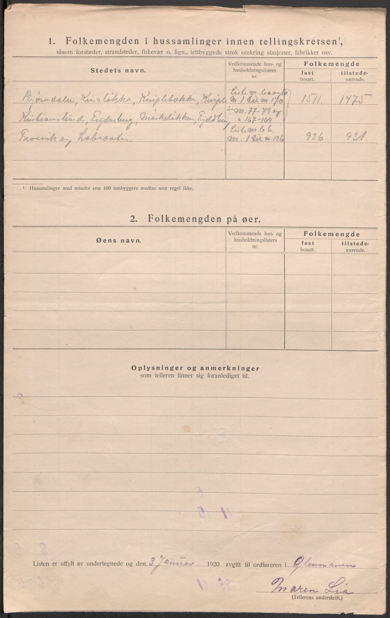 SAO, 1920 census for Glemmen, 1920, p. 43