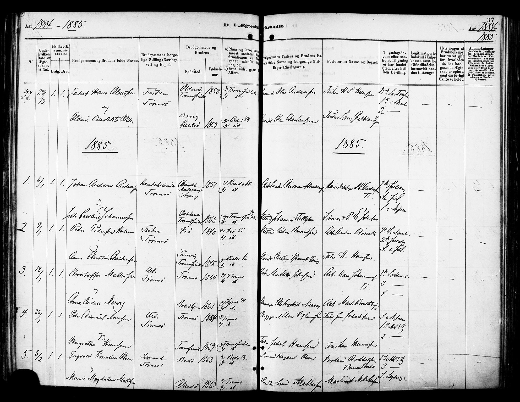 Tromsø sokneprestkontor/stiftsprosti/domprosti, SATØ/S-1343/G/Ga/L0014kirke: Parish register (official) no. 14, 1878-1888, p. 37