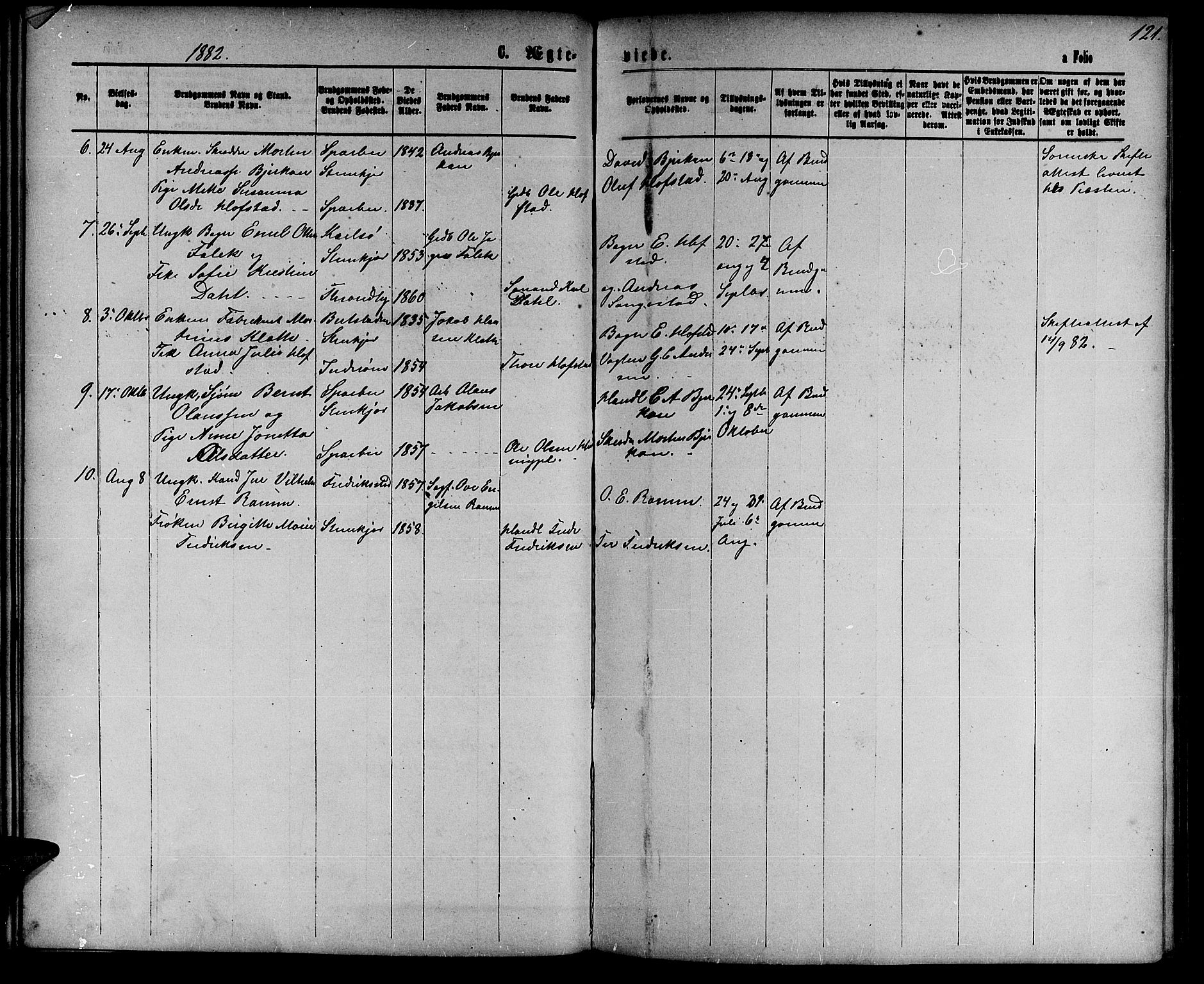 Ministerialprotokoller, klokkerbøker og fødselsregistre - Nord-Trøndelag, SAT/A-1458/739/L0373: Parish register (copy) no. 739C01, 1865-1882, p. 121