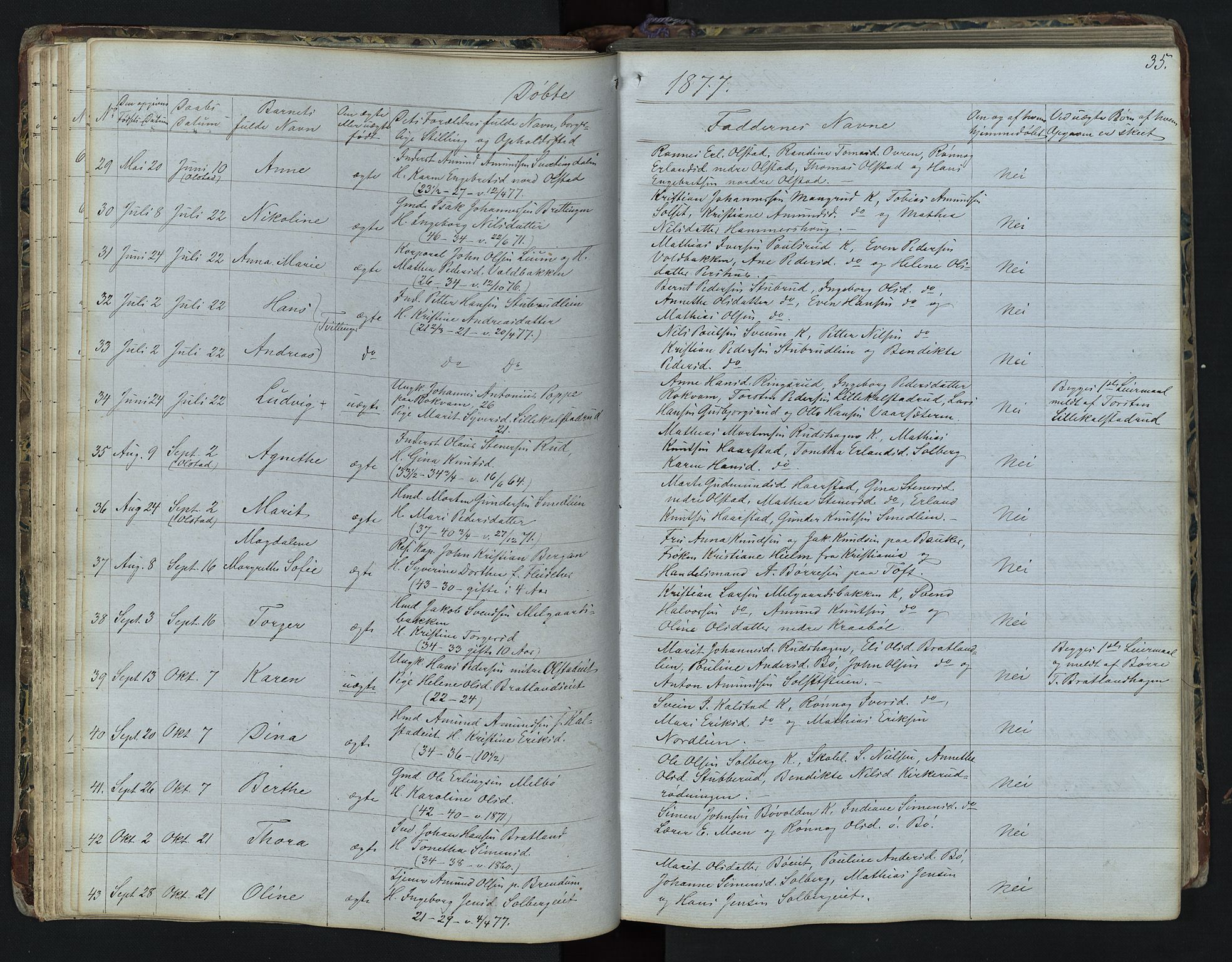 Vestre Gausdal prestekontor, SAH/PREST-094/H/Ha/Hab/L0001: Parish register (copy) no. 1, 1867-1895, p. 35