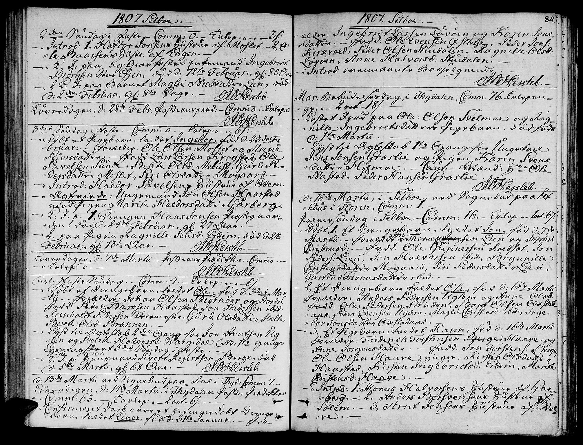 Ministerialprotokoller, klokkerbøker og fødselsregistre - Sør-Trøndelag, SAT/A-1456/695/L1140: Parish register (official) no. 695A03, 1801-1815, p. 84