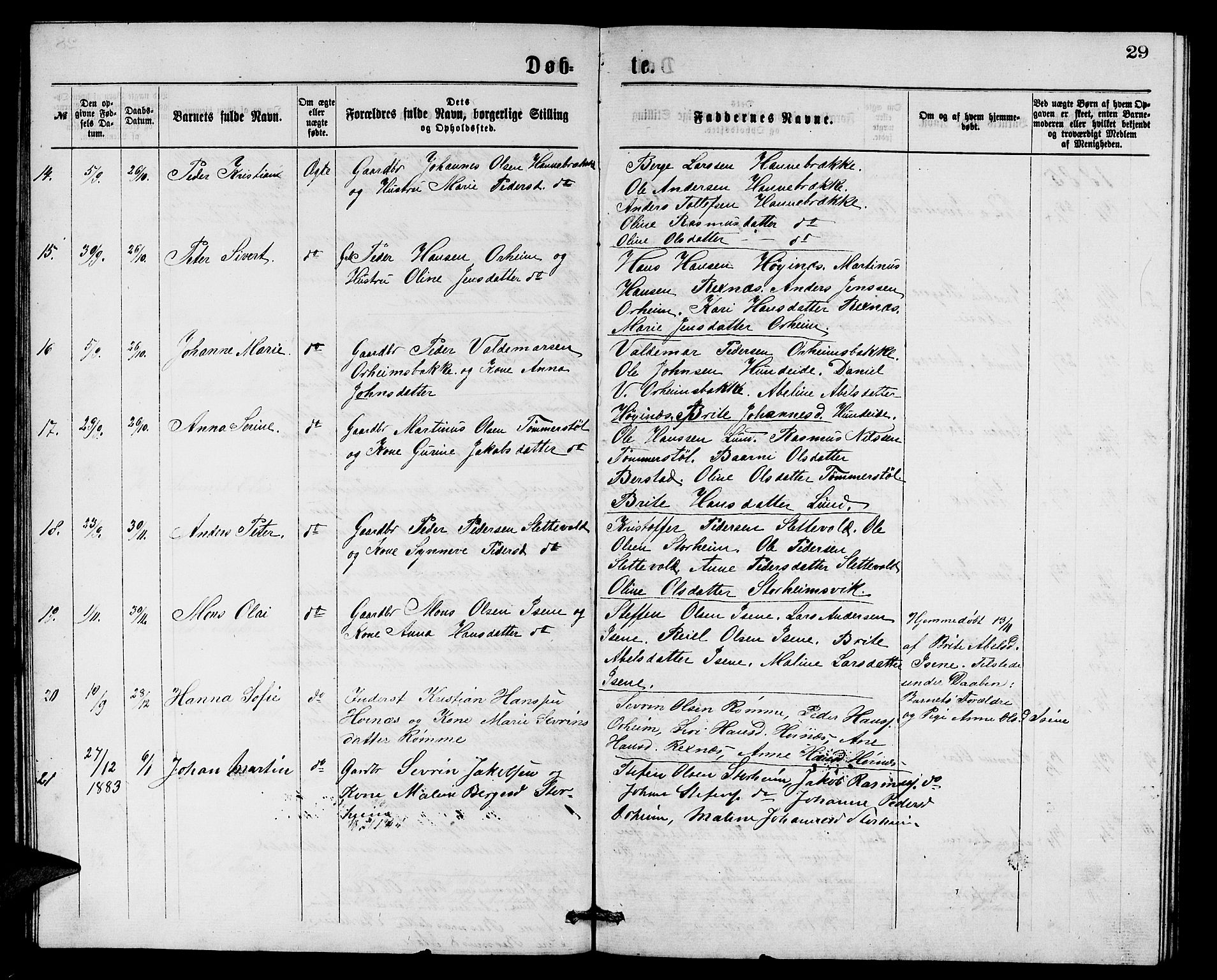 Eid sokneprestembete, AV/SAB-A-82301/H/Hab/Habc/L0001: Parish register (copy) no. C 1, 1877-1886, p. 29