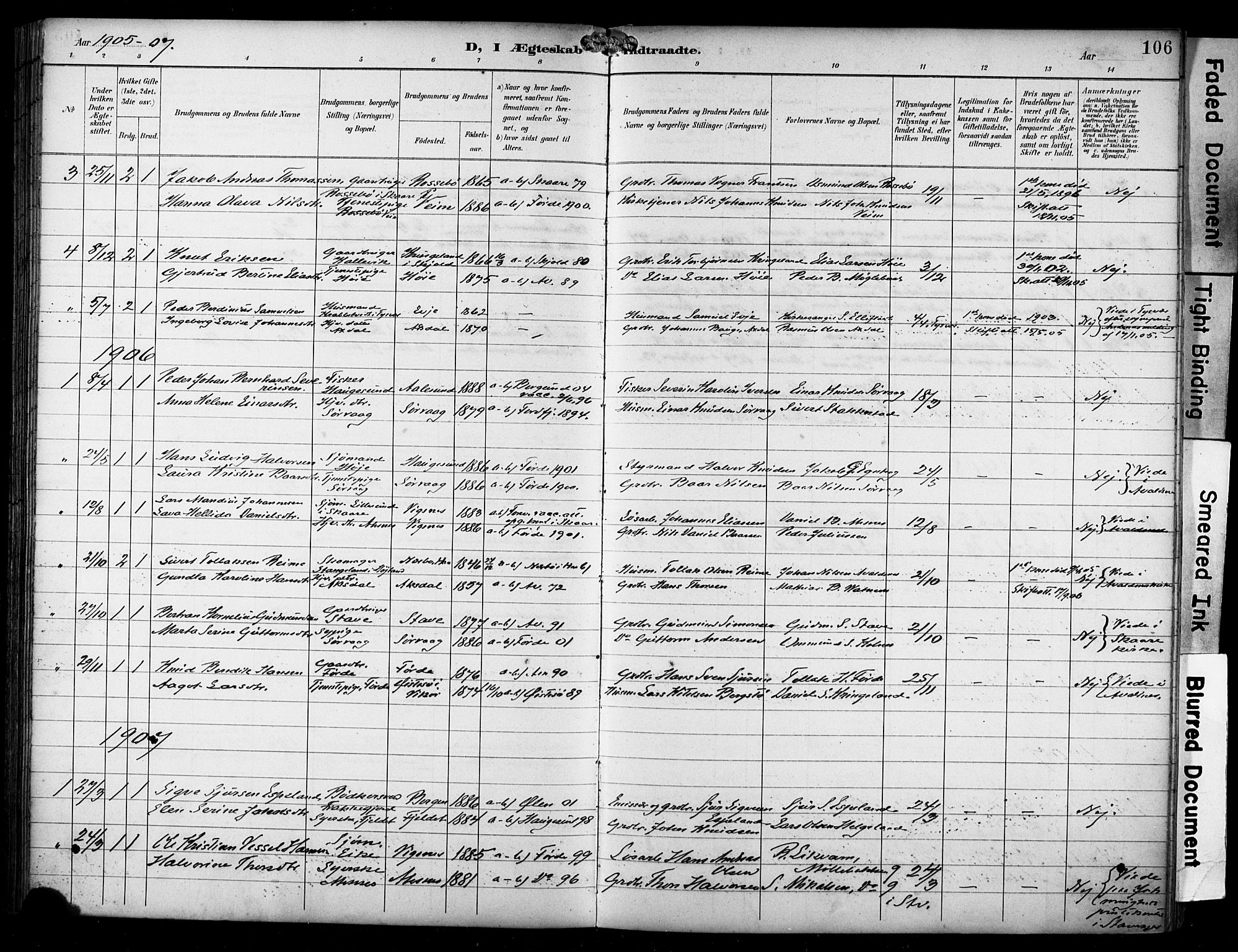 Avaldsnes sokneprestkontor, SAST/A -101851/H/Ha/Haa/L0016: Parish register (official) no. A 16, 1893-1918, p. 106
