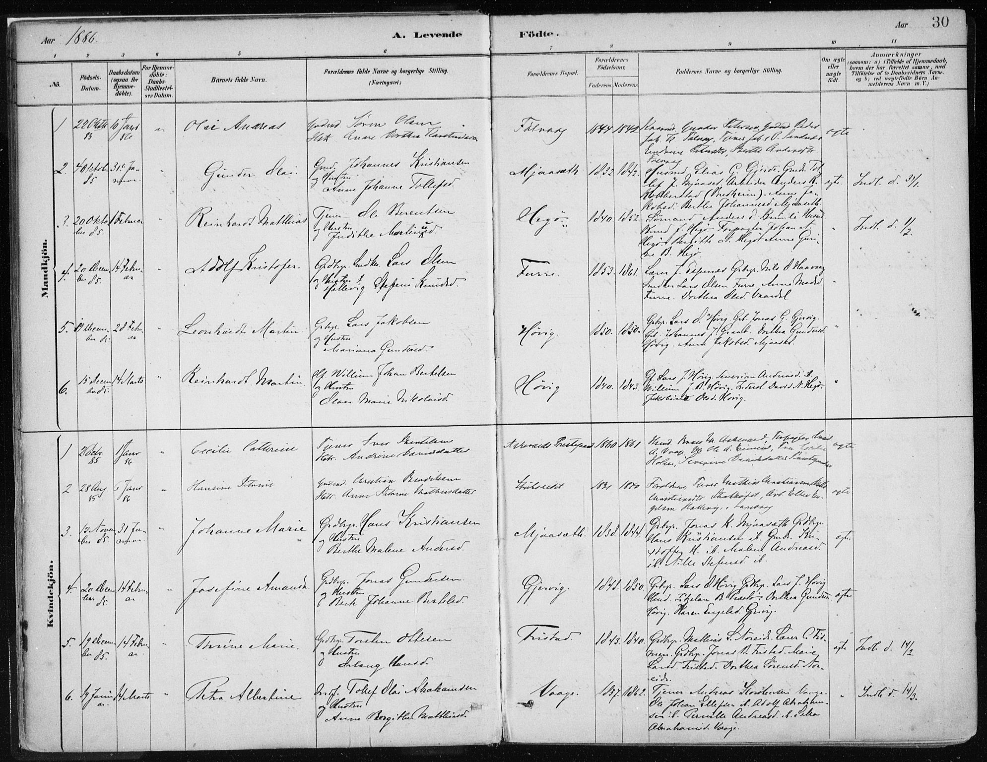 Askvoll sokneprestembete, SAB/A-79501/H/Haa/Haab/L0002: Parish register (official) no. B 2, 1879-1909, p. 30