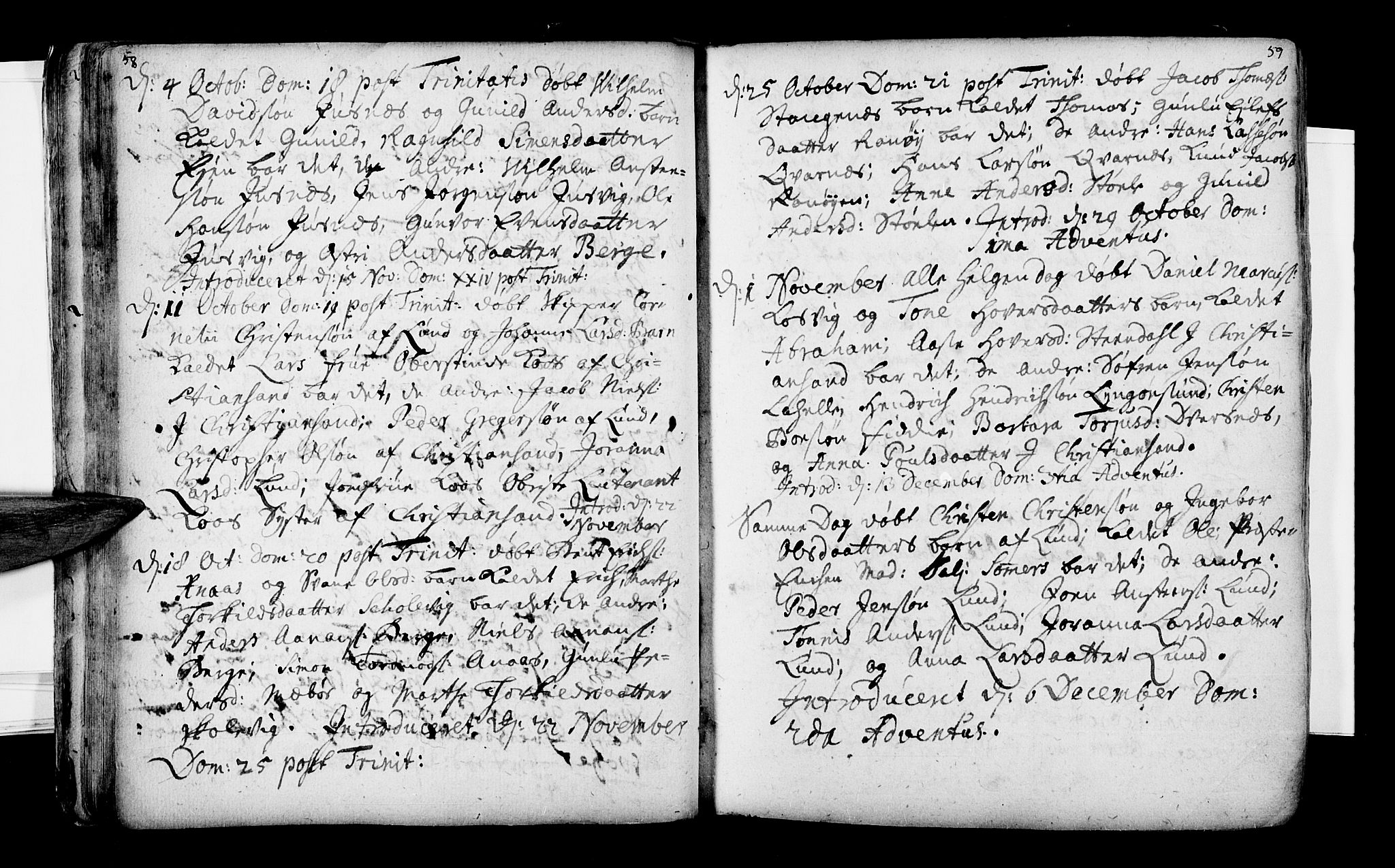 Oddernes sokneprestkontor, AV/SAK-1111-0033/F/Fa/Faa/L0002: Parish register (official) no. A 2, 1719-1764, p. 58-59