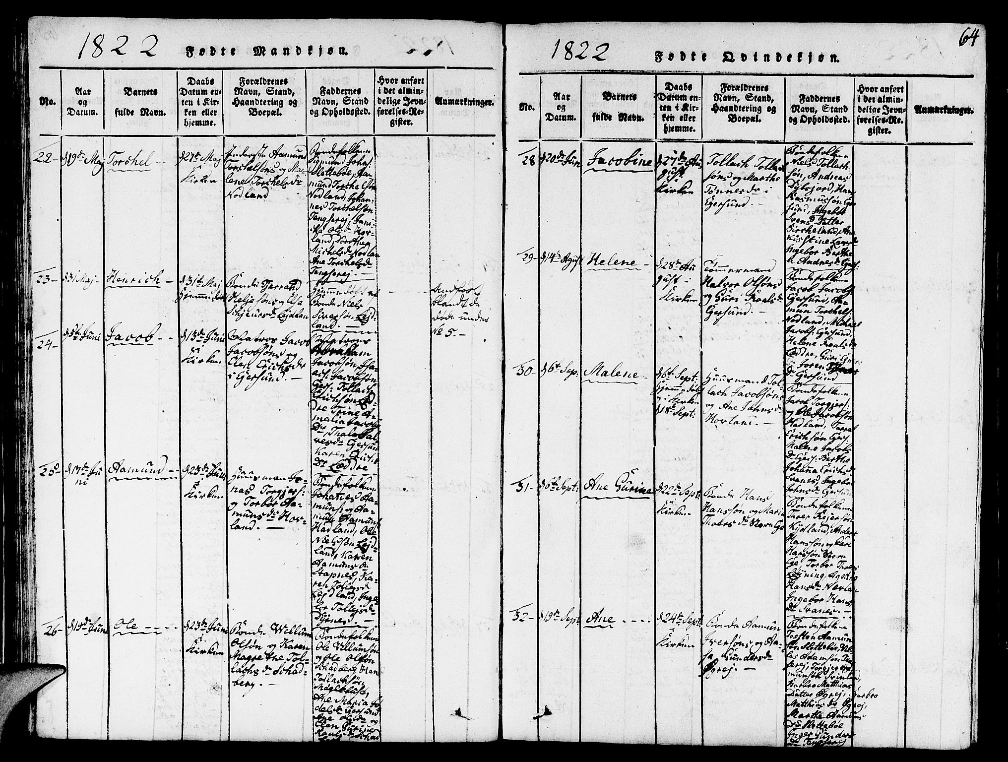 Eigersund sokneprestkontor, AV/SAST-A-101807/S09/L0001: Parish register (copy) no. B 1, 1815-1827, p. 64