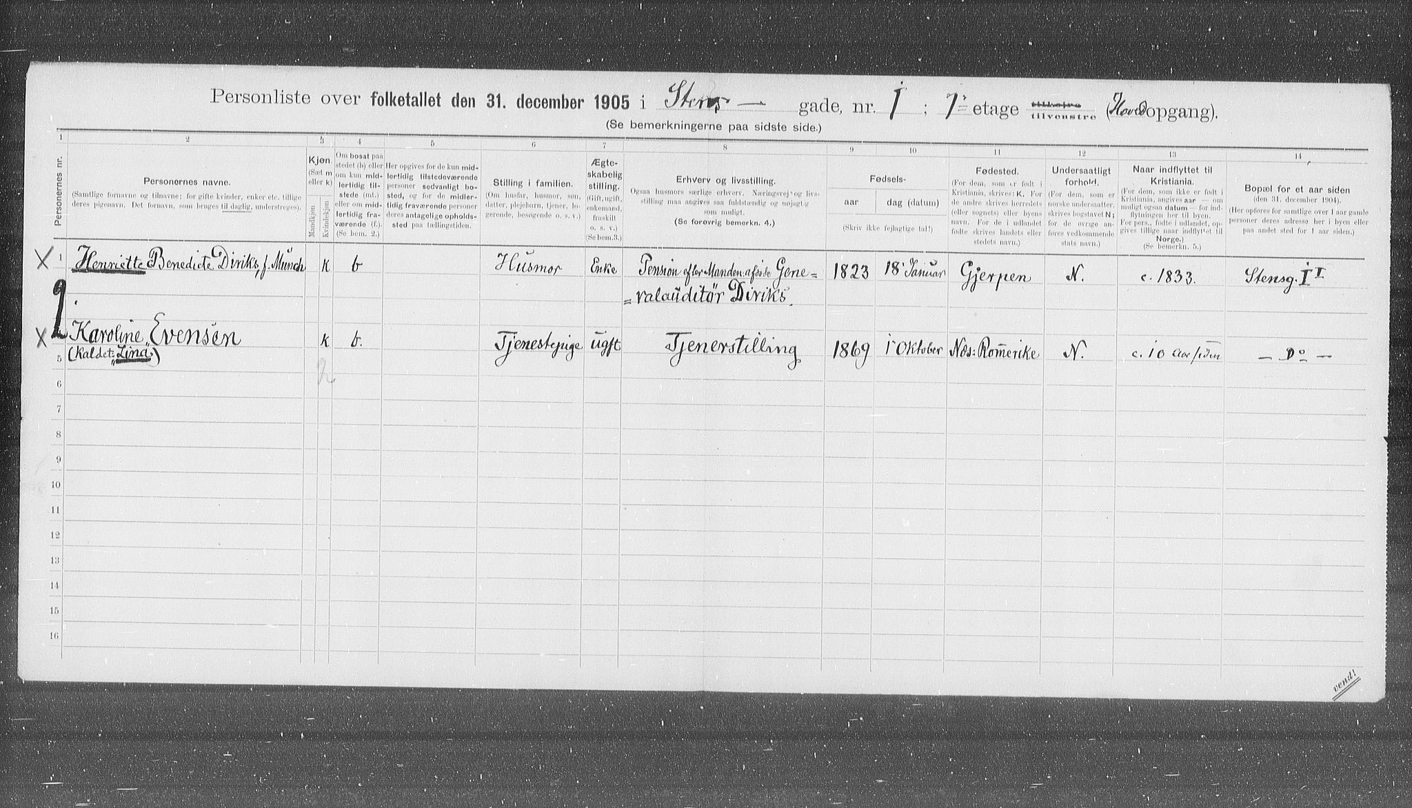 OBA, Municipal Census 1905 for Kristiania, 1905, p. 52330