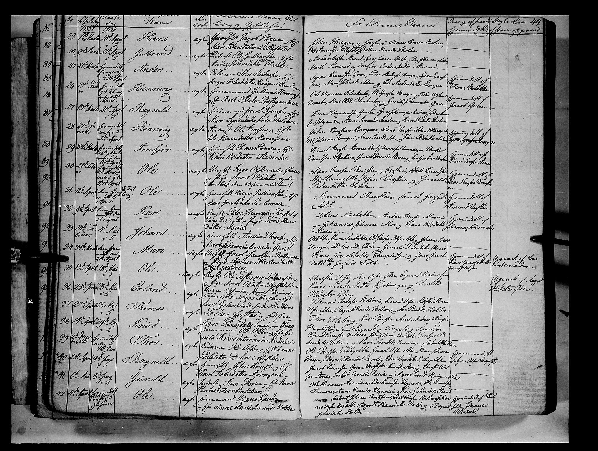 Vågå prestekontor, AV/SAH-PREST-076/H/Ha/Haa/L0005: Parish register (official) no. 5 /1, 1842-1856, p. 49