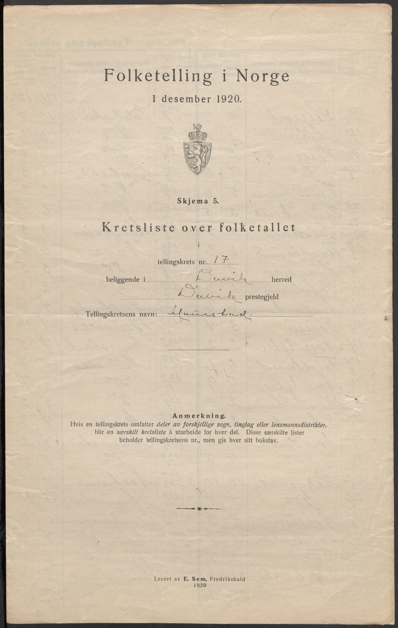 SAB, 1920 census for Davik, 1920, p. 56