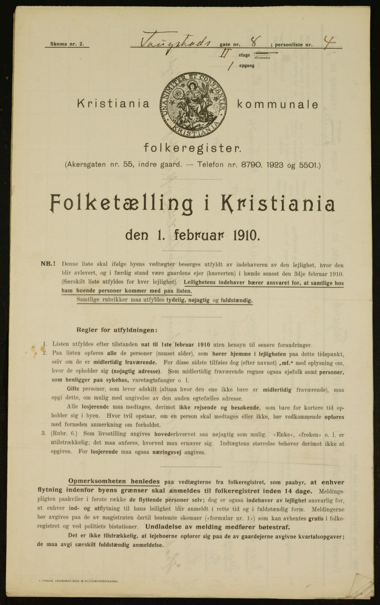 OBA, Municipal Census 1910 for Kristiania, 1910, p. 23823