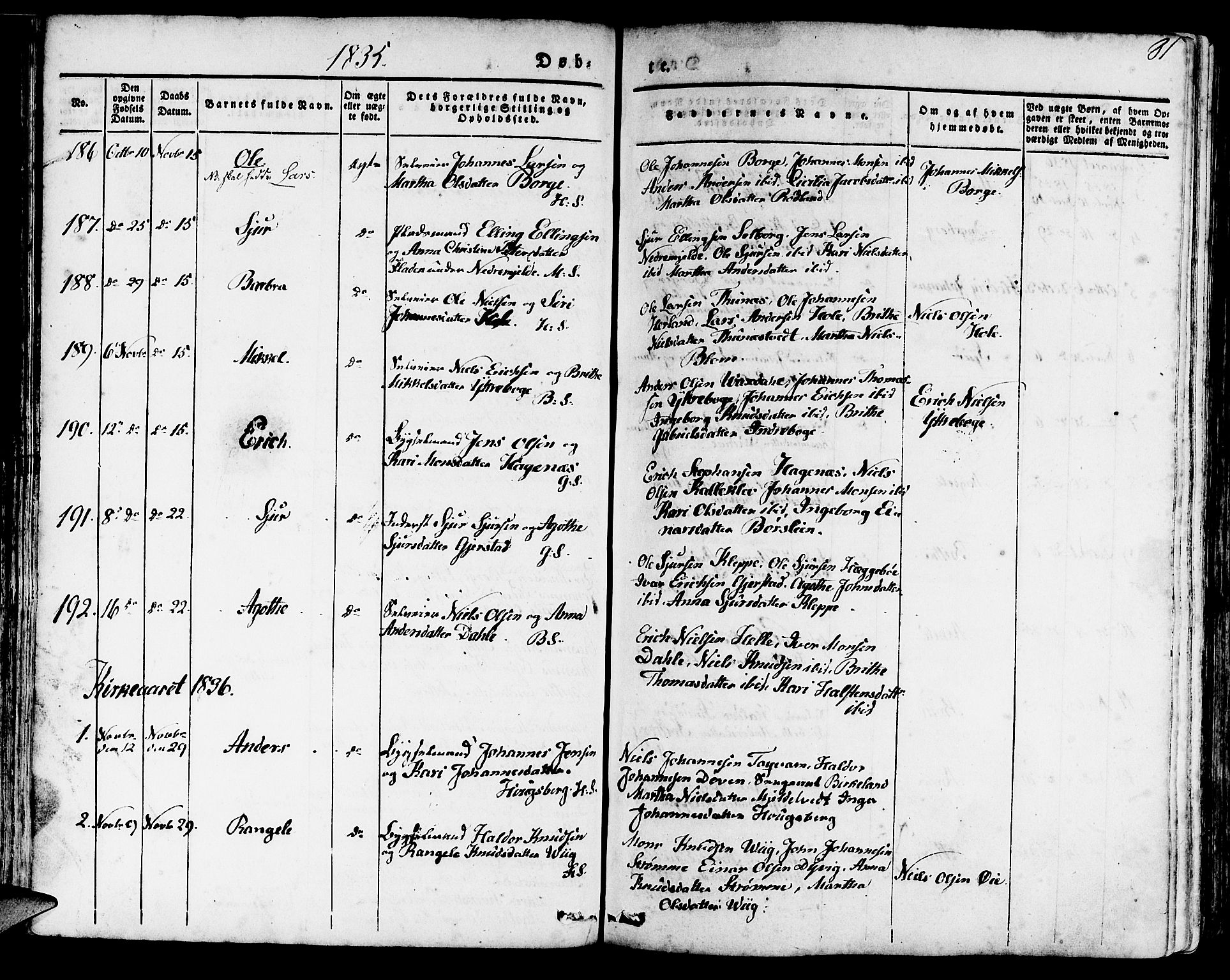 Haus sokneprestembete, SAB/A-75601/H/Haa: Parish register (official) no. A 14, 1827-1838, p. 81