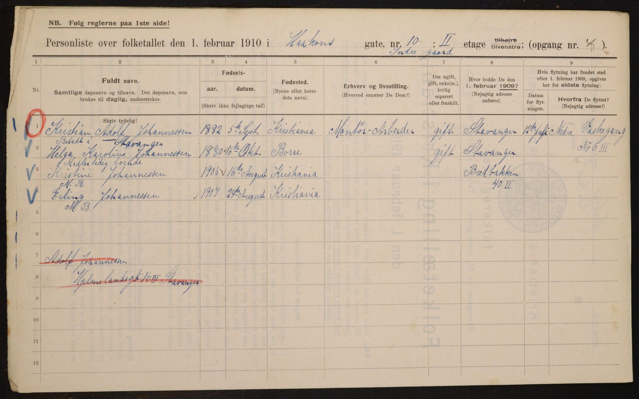 OBA, Municipal Census 1910 for Kristiania, 1910, p. 41831