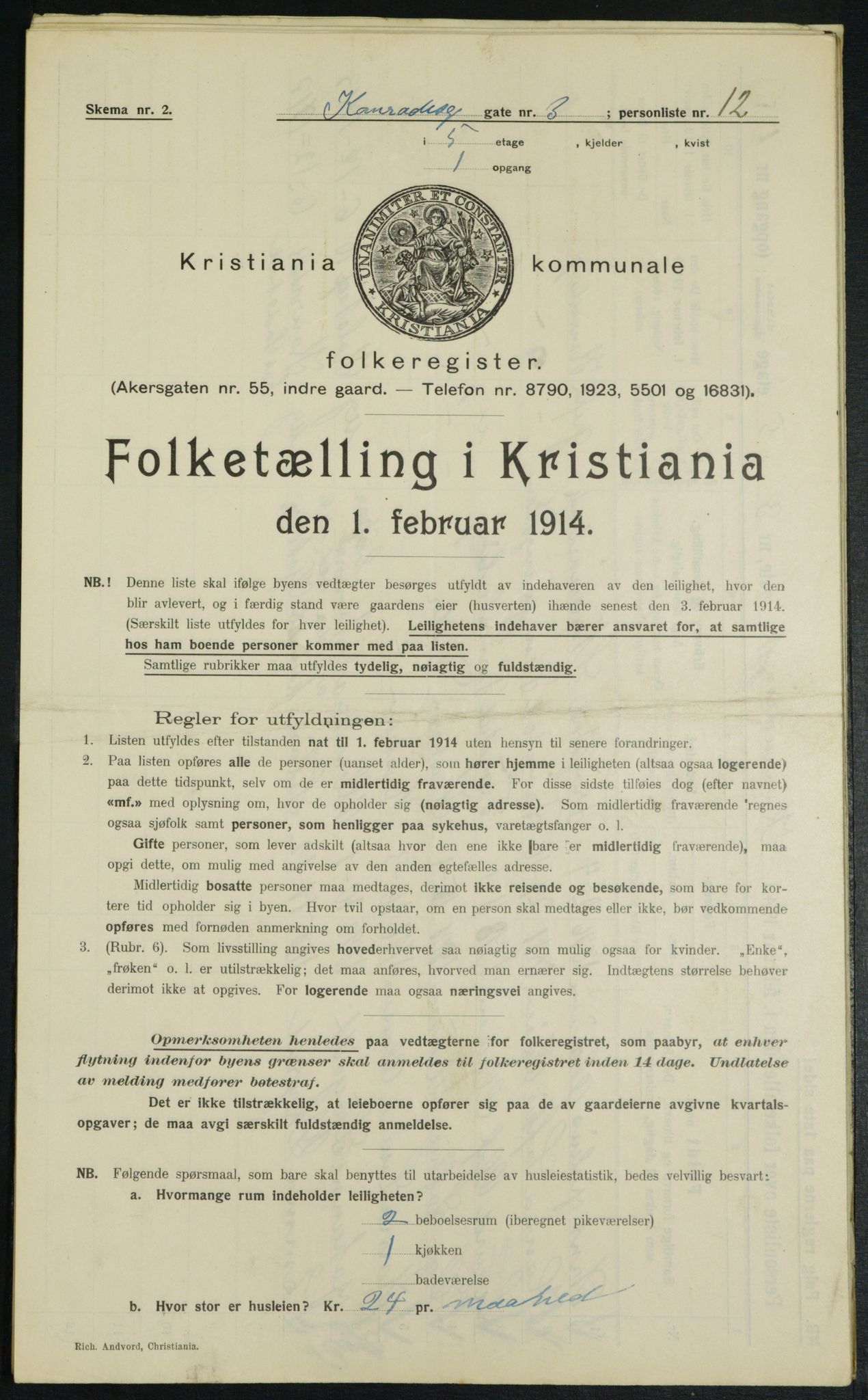 OBA, Municipal Census 1914 for Kristiania, 1914, p. 13541