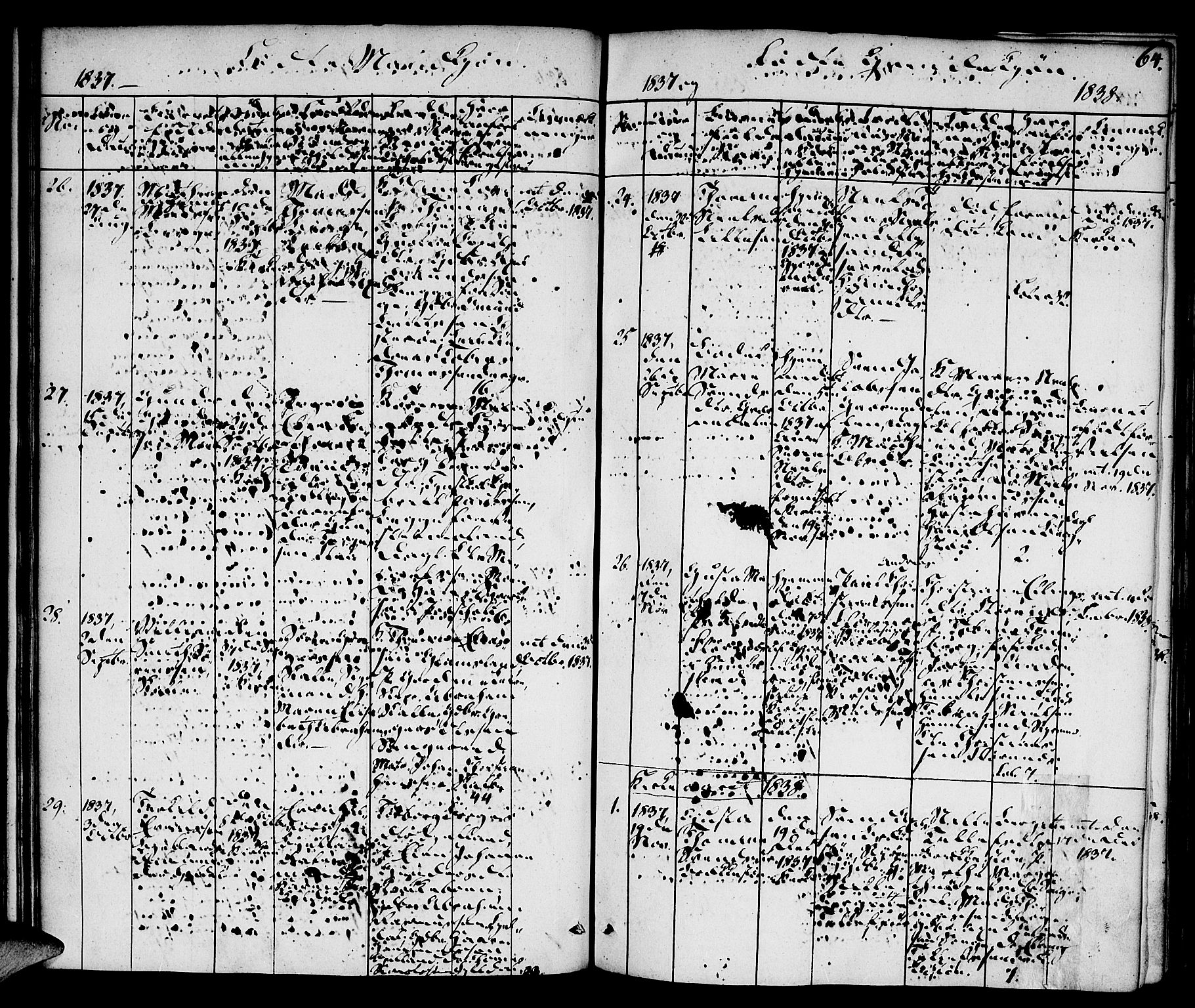 Vestre Moland sokneprestkontor, SAK/1111-0046/F/Fa/Fab/L0004: Parish register (official) no. A 4, 1835-1843, p. 64
