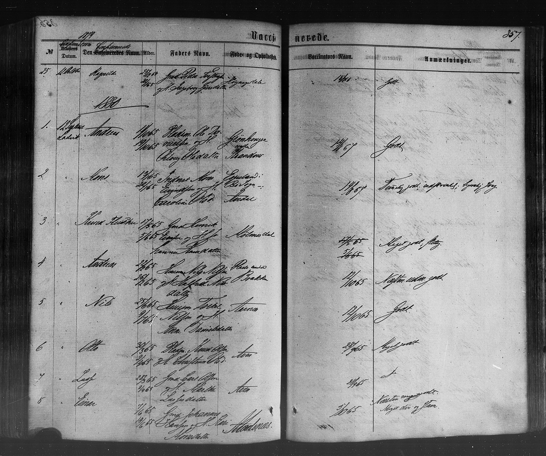 Lavik sokneprestembete, SAB/A-80901: Parish register (official) no. A 4, 1864-1881, p. 357