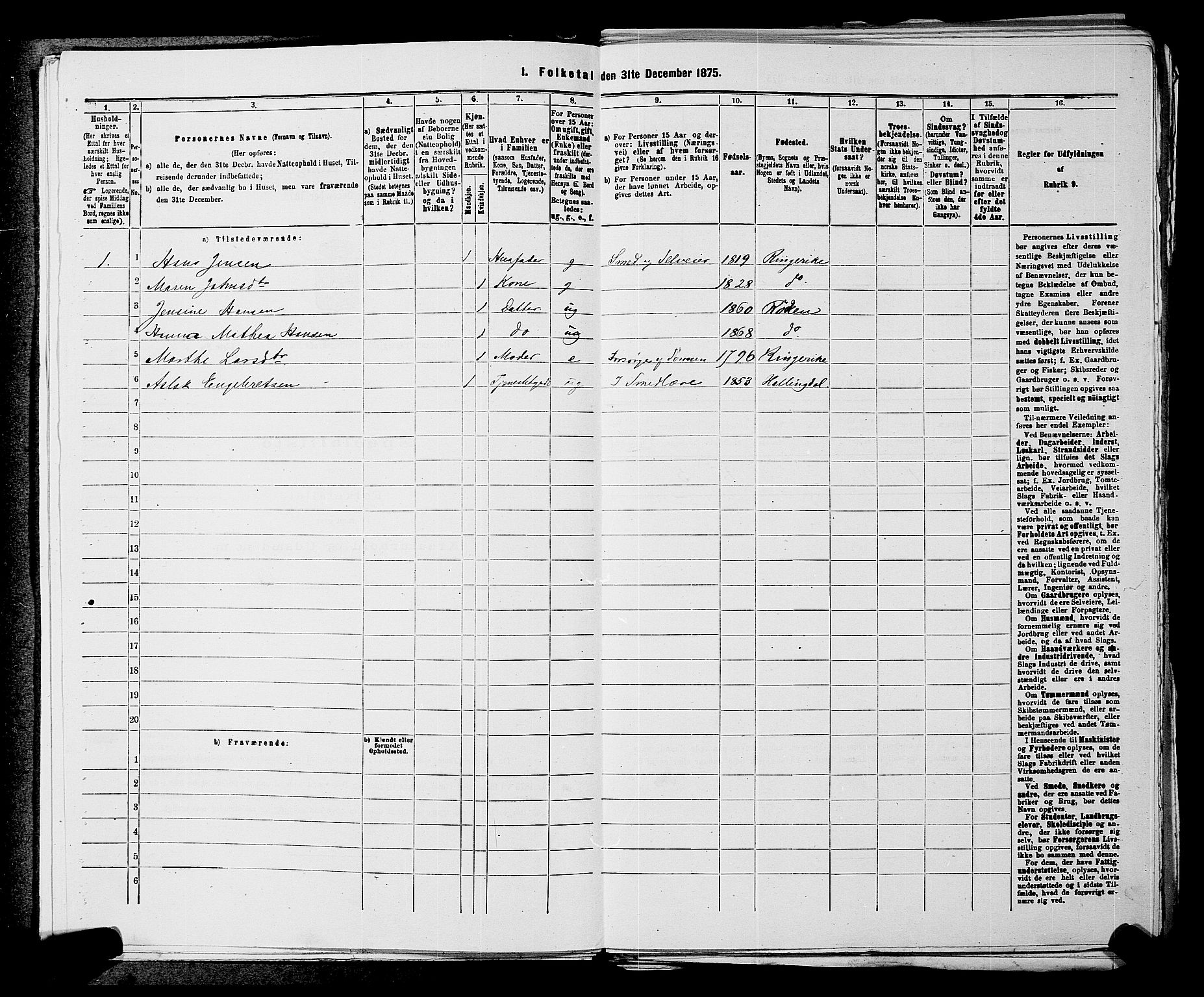 SAKO, 1875 census for 0627P Røyken, 1875, p. 52