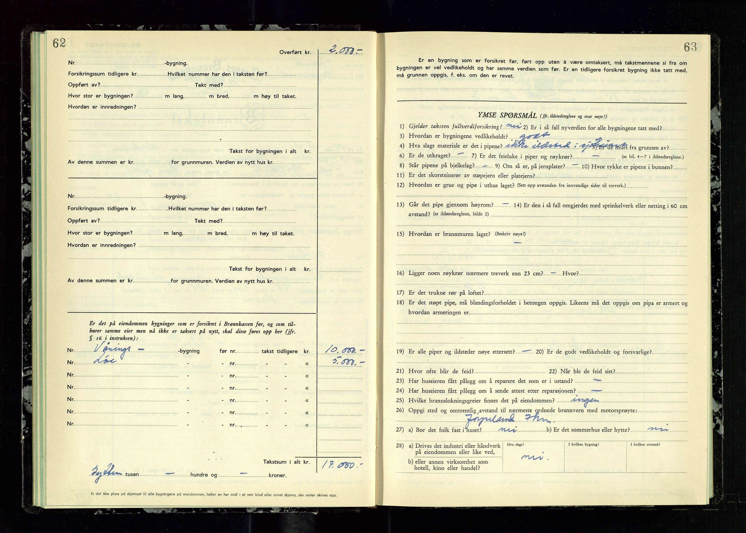 Strand og Forsand lensmannskontor, SAST/A-100451/Gob/L0003: Branntakstprotokoll, 1953-1955, p. 62-63