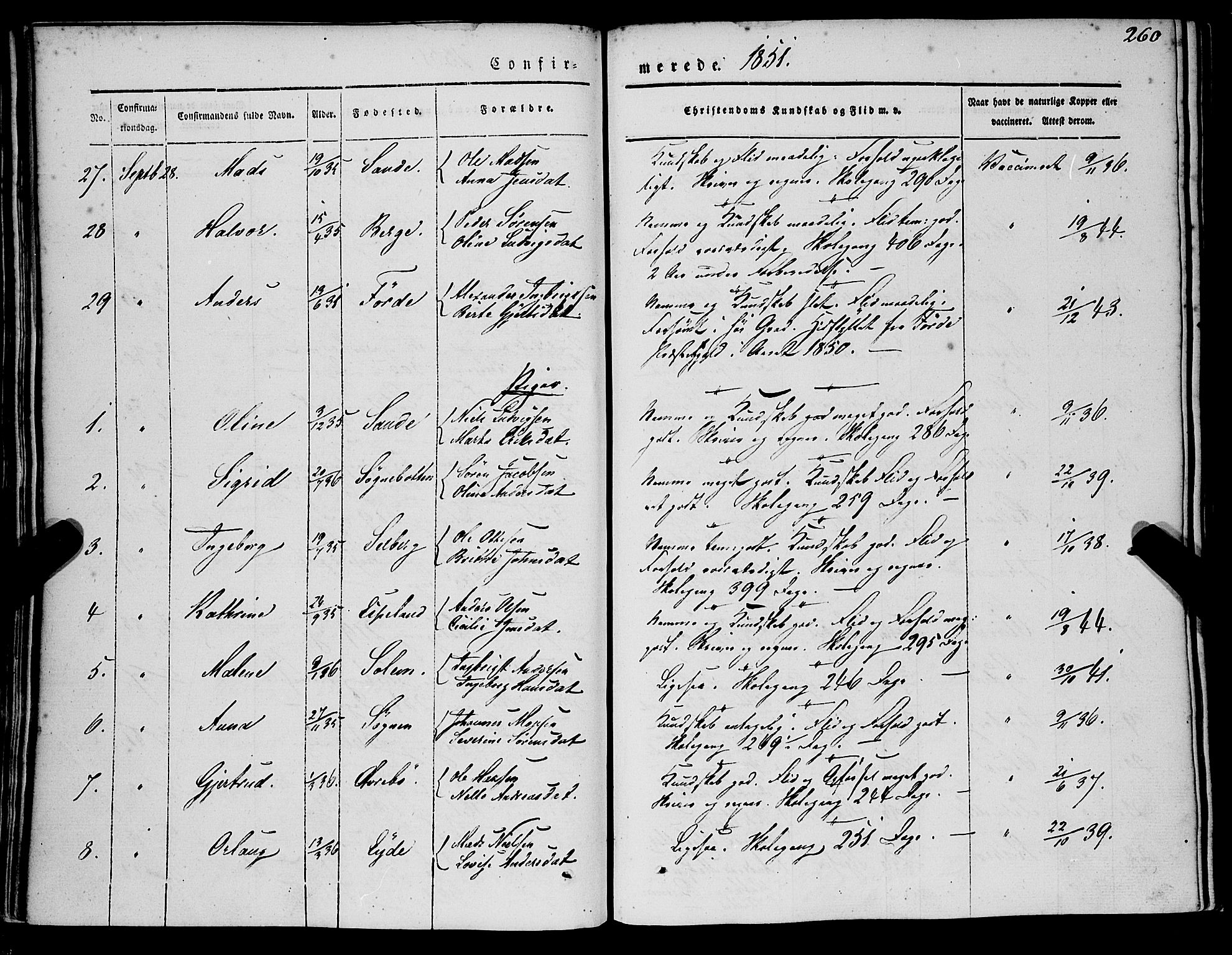 Gaular sokneprestembete, SAB/A-80001/H/Haa: Parish register (official) no. A 4I, 1840-1859, p. 260