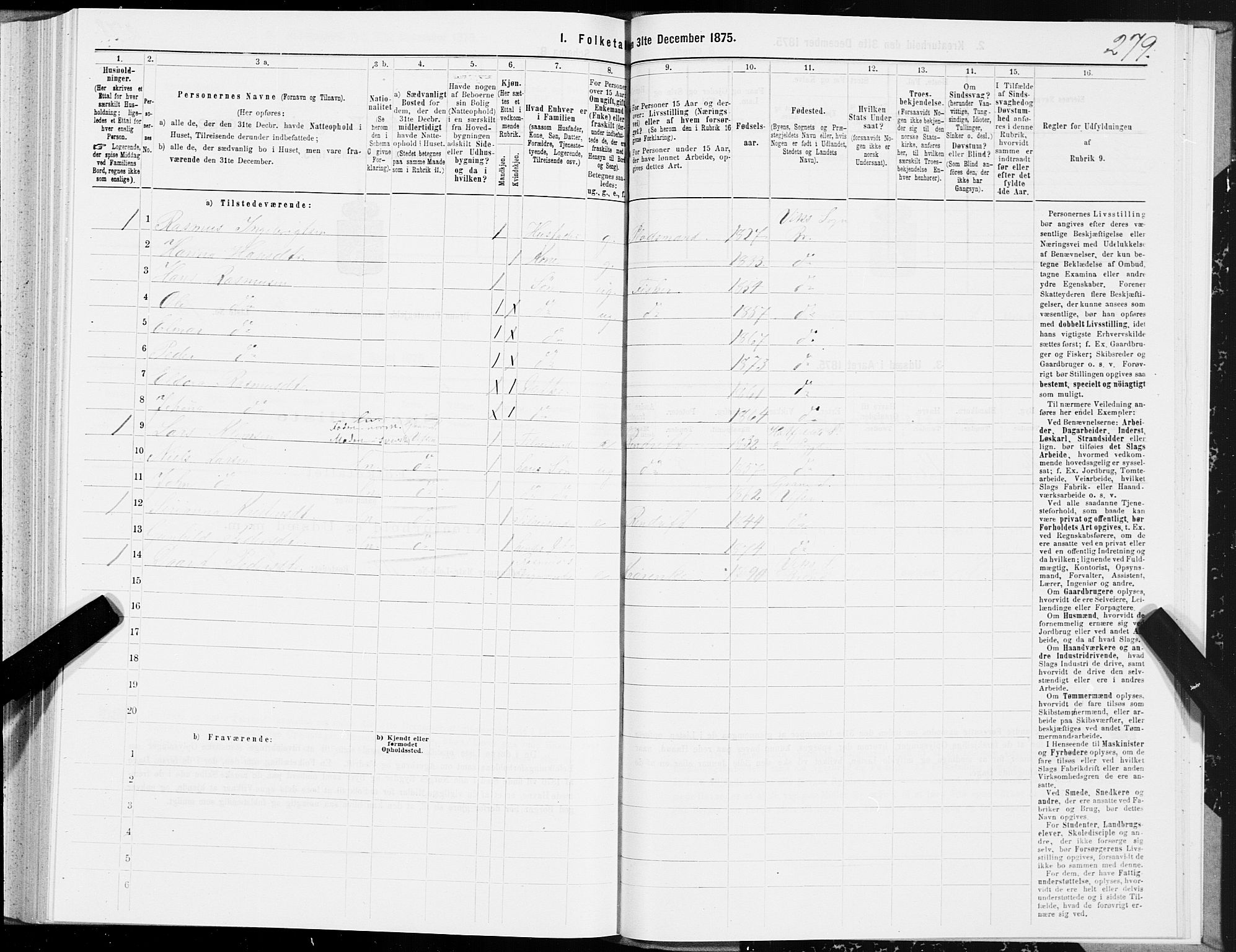 SAT, 1875 census for 1814P Brønnøy, 1875, p. 2279