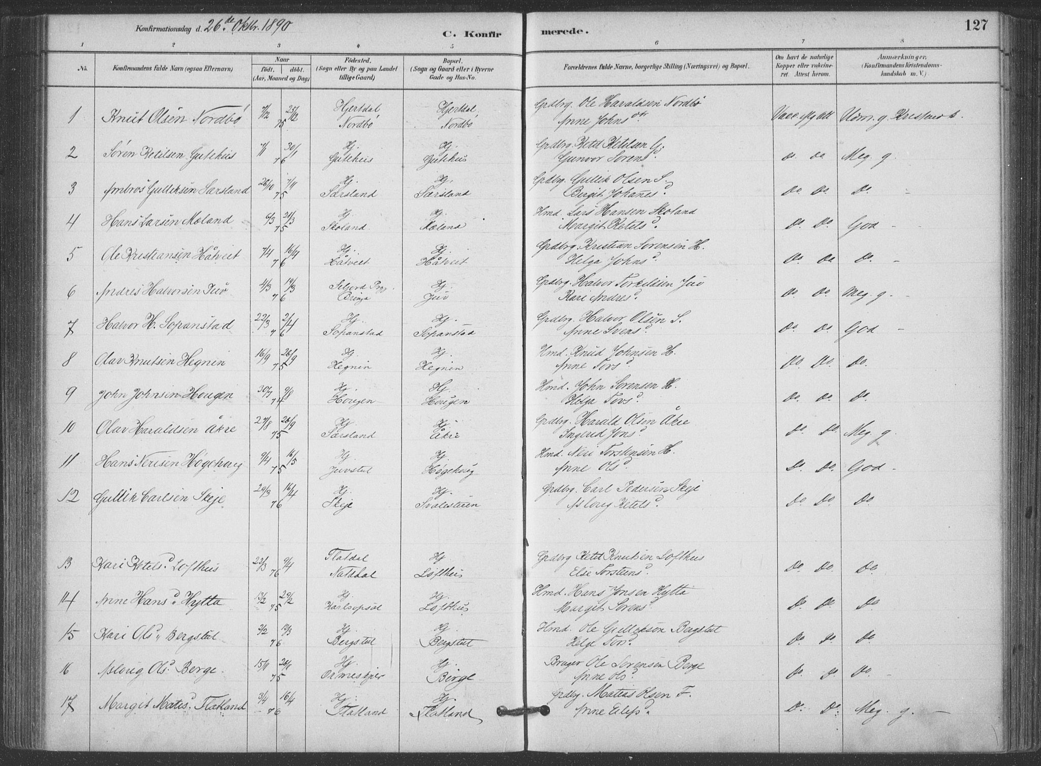 Hjartdal kirkebøker, SAKO/A-270/F/Fa/L0010: Parish register (official) no. I 10, 1880-1929, p. 127