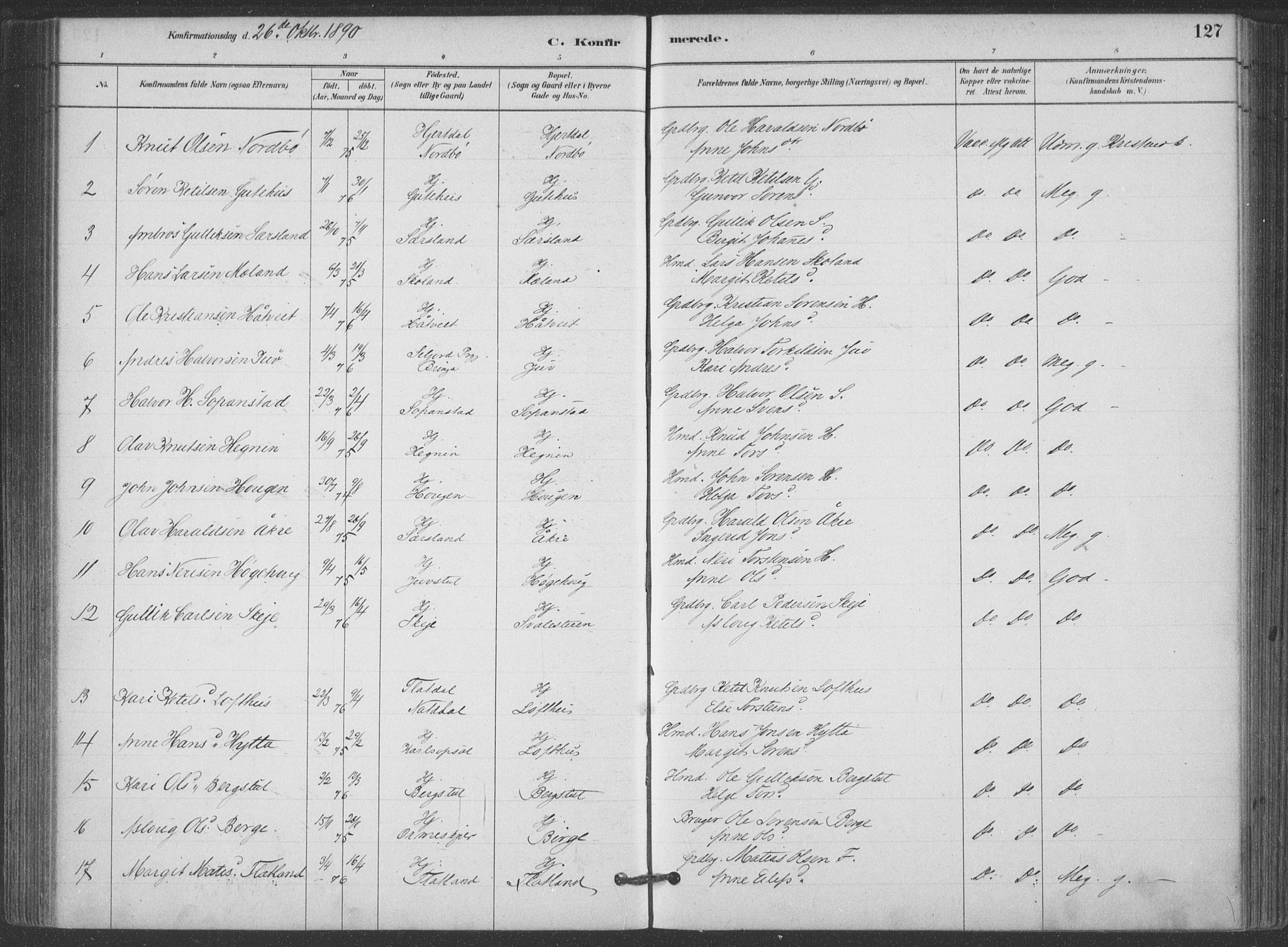 Hjartdal kirkebøker, AV/SAKO-A-270/F/Fa/L0010: Parish register (official) no. I 10, 1880-1929, p. 127