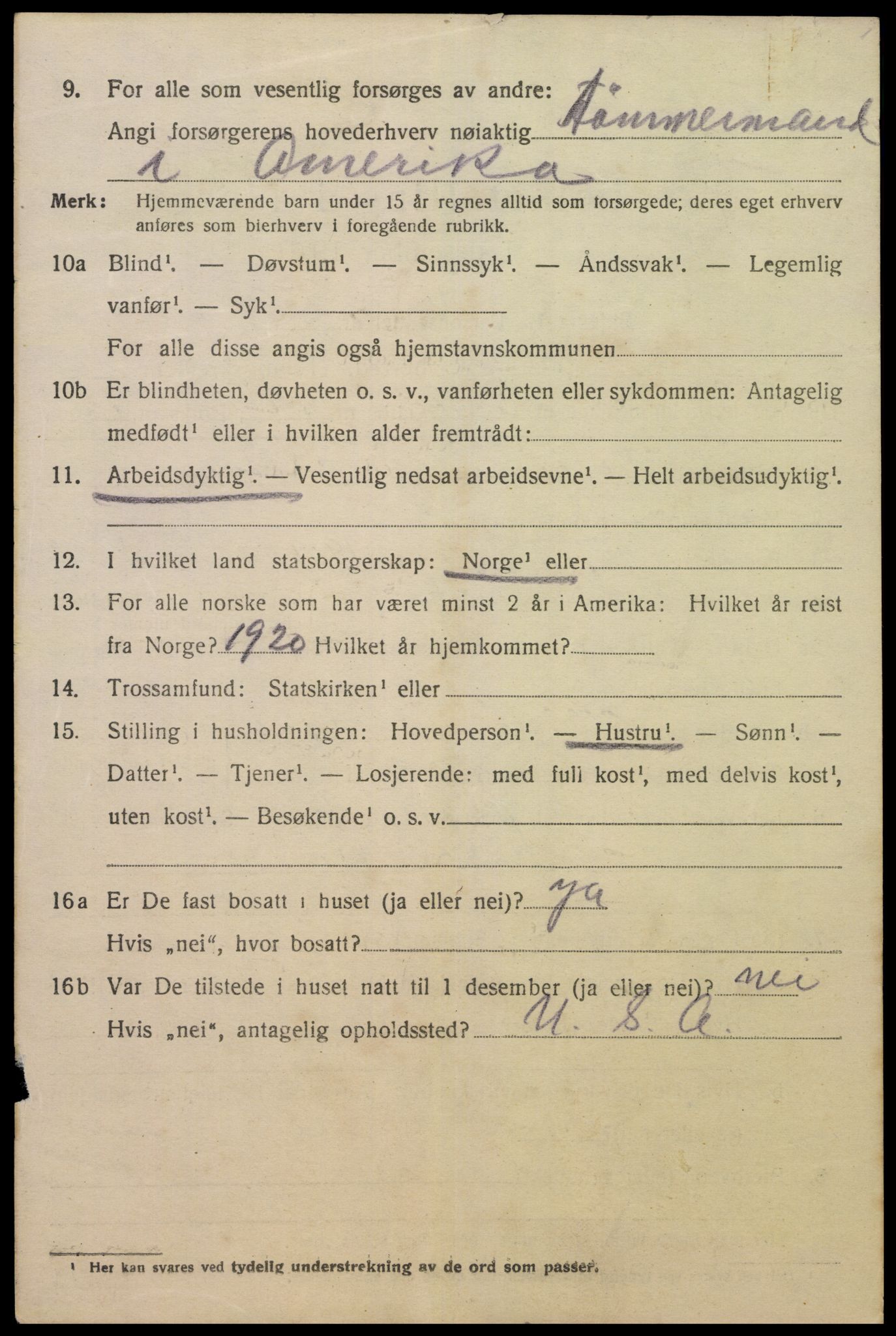 SAK, 1920 census for Lista, 1920, p. 12960