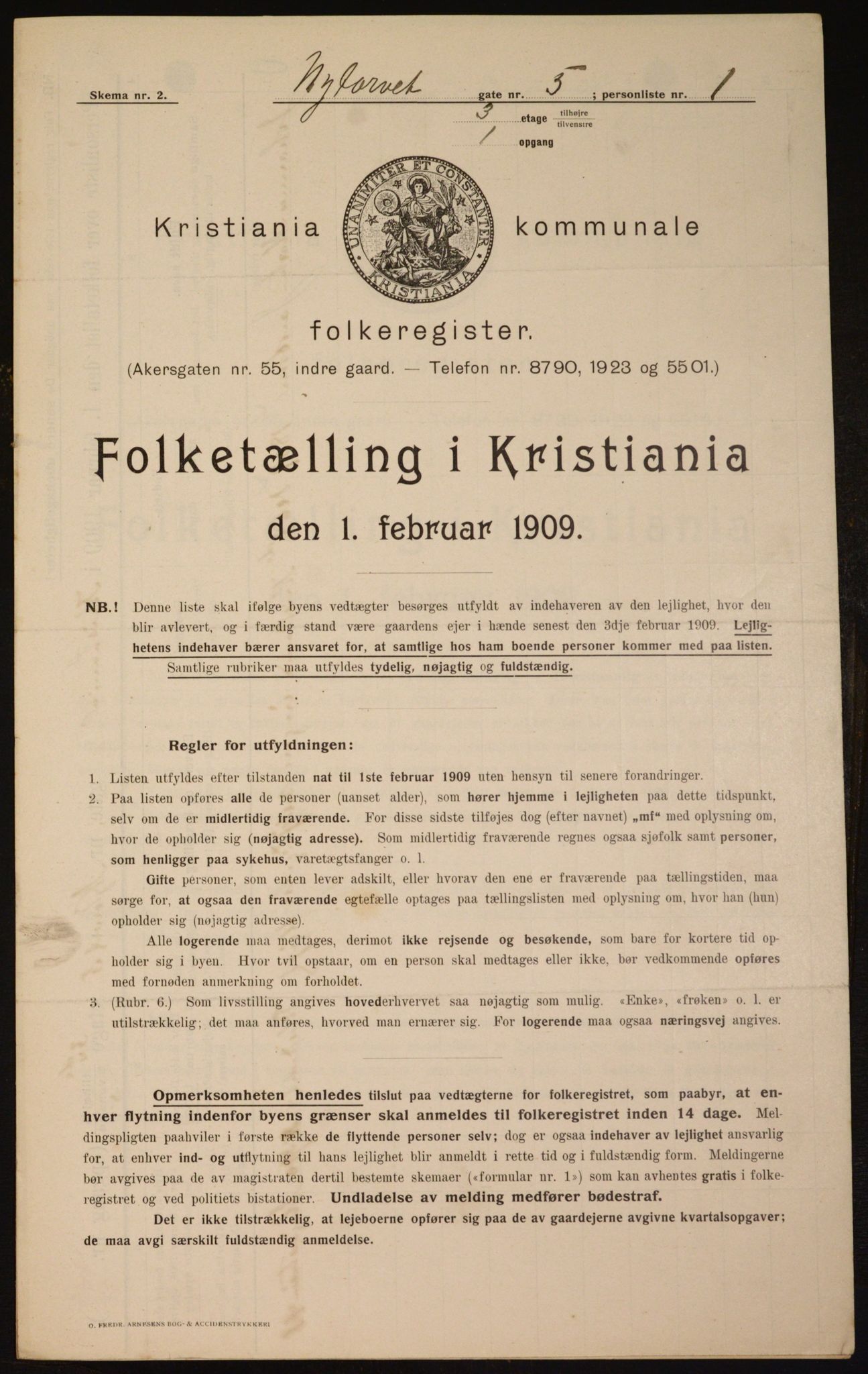 OBA, Municipal Census 1909 for Kristiania, 1909, p. 67175