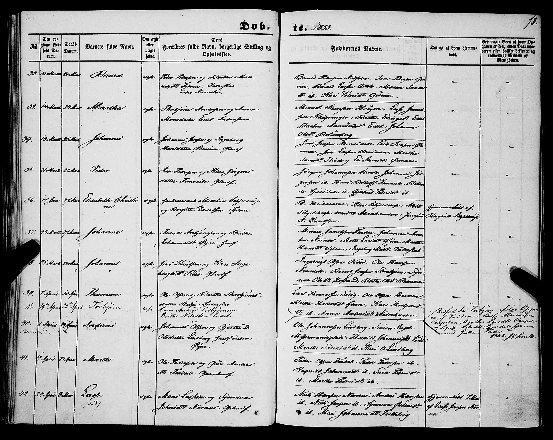 Sogndal sokneprestembete, AV/SAB-A-81301/H/Haa/Haaa/L0012I: Parish register (official) no. A 12I, 1847-1859, p. 73