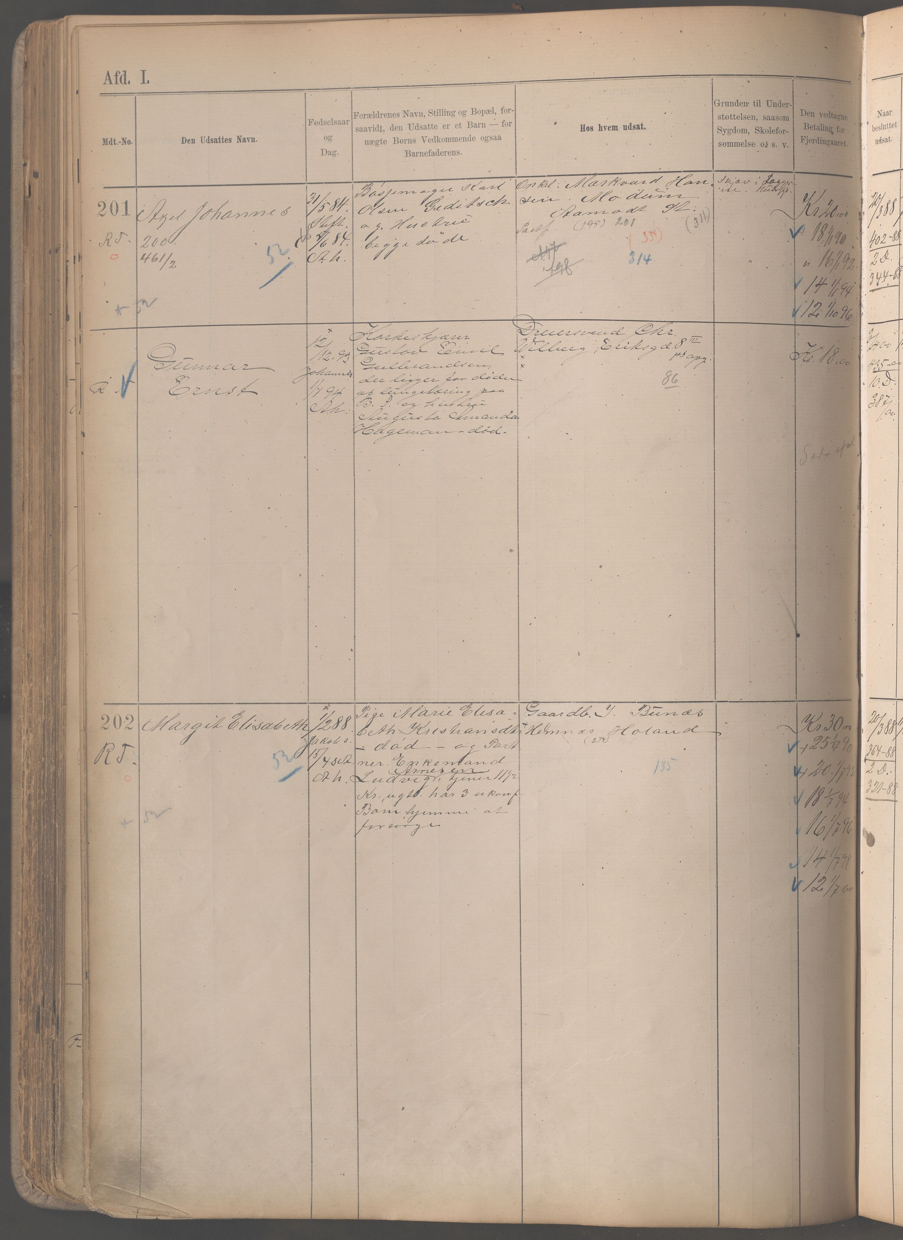 Fattigvesenet, OBA/A-20045/H/Hb/L0003: Manntallsprotokoll. Mnr. 1-399, 1887-1901, p. 304