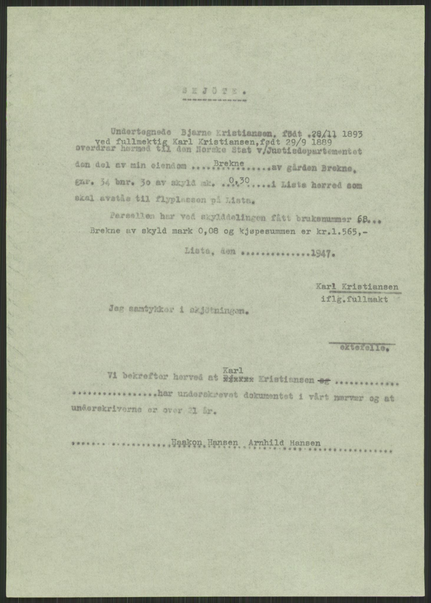 Forsvarsdepartementet, 10. kontor / Oppgjørskontoret, AV/RA-RAFA-1225/D/Db/L0182: Lista oppgjørskontor, 1942-1950, p. 95