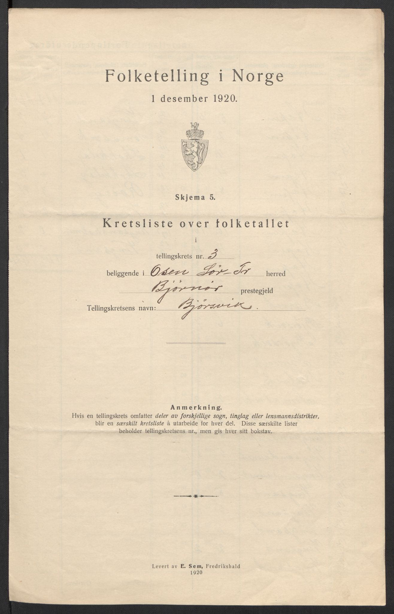 SAT, 1920 census for Osen, 1920, p. 13