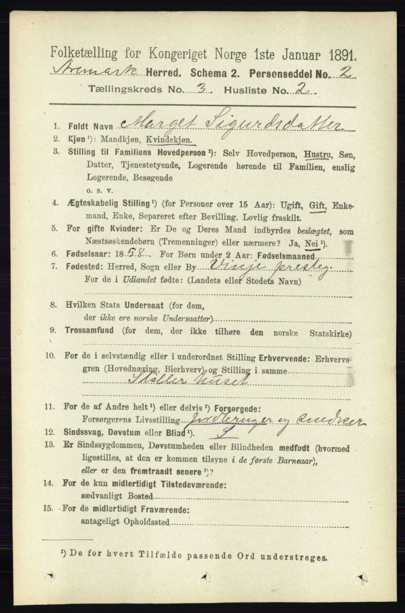 RA, 1891 census for 0118 Aremark, 1891, p. 1416