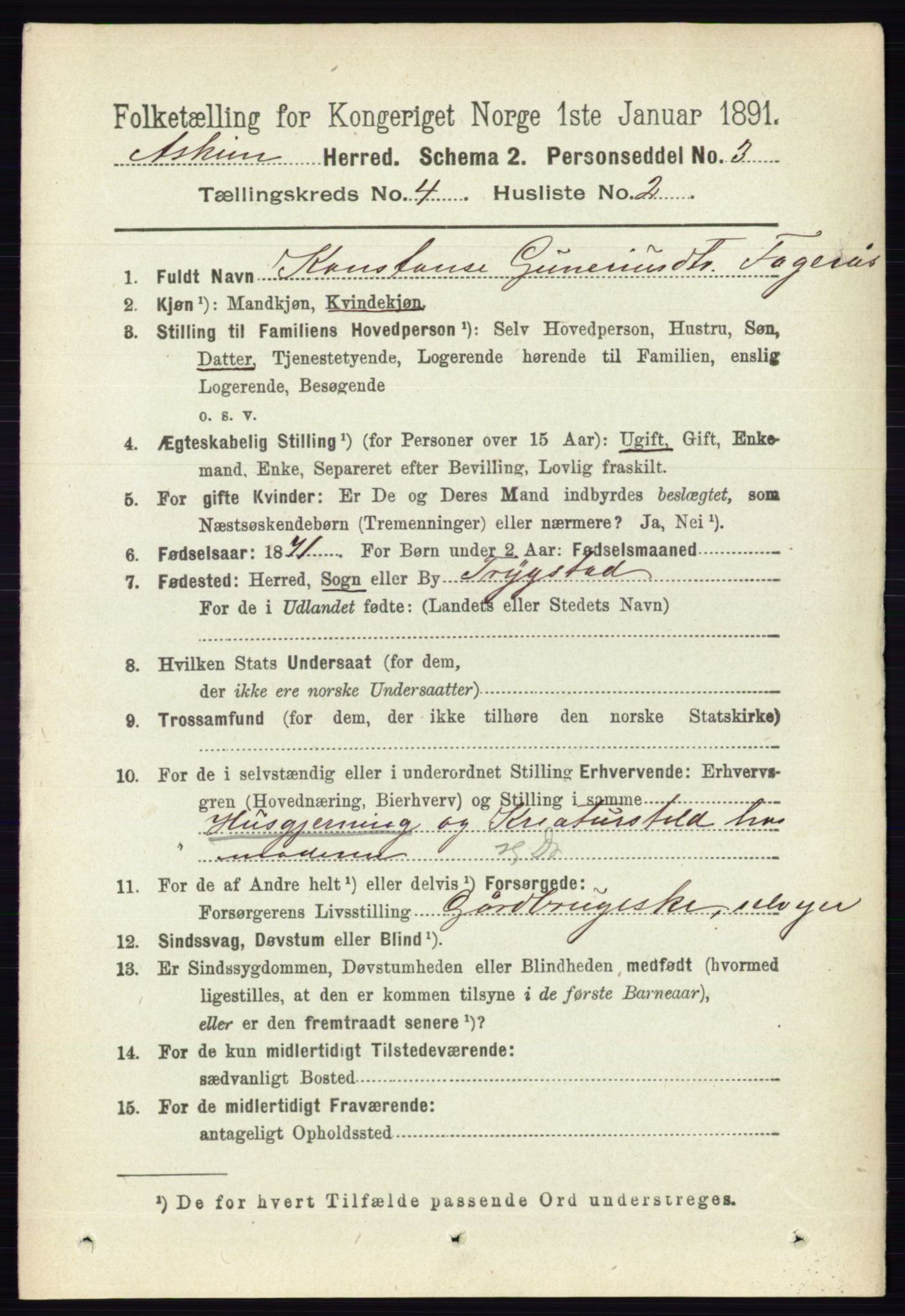 RA, 1891 census for 0124 Askim, 1891, p. 488