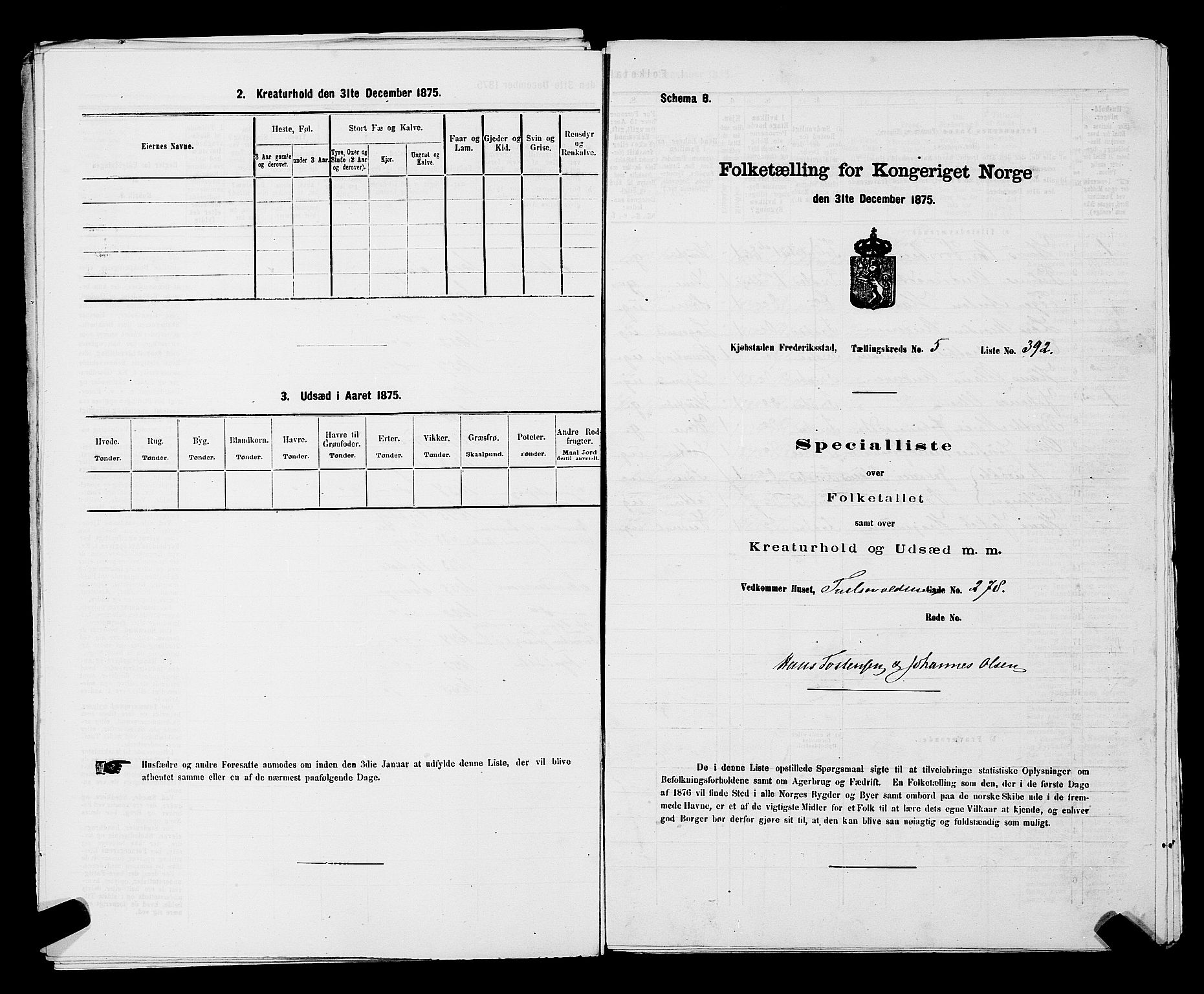 RA, 1875 census for 0103B Fredrikstad/Fredrikstad, 1875, p. 923