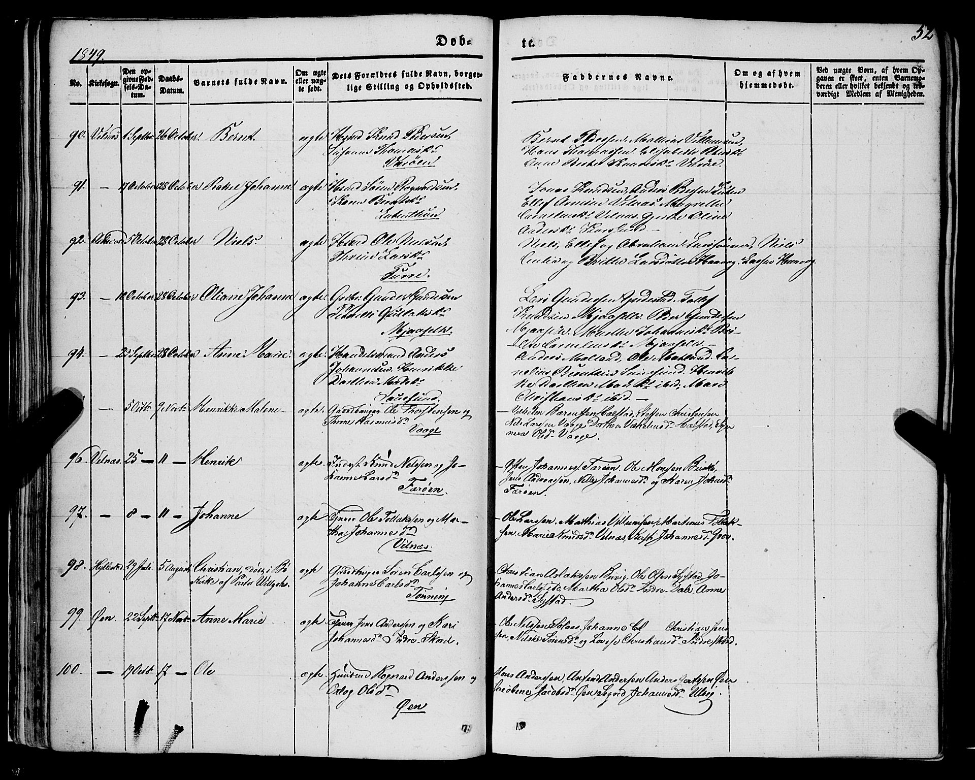 Askvoll sokneprestembete, AV/SAB-A-79501/H/Haa/Haaa/L0011/0001: Parish register (official) no. A 11 I, 1845-1864, p. 52