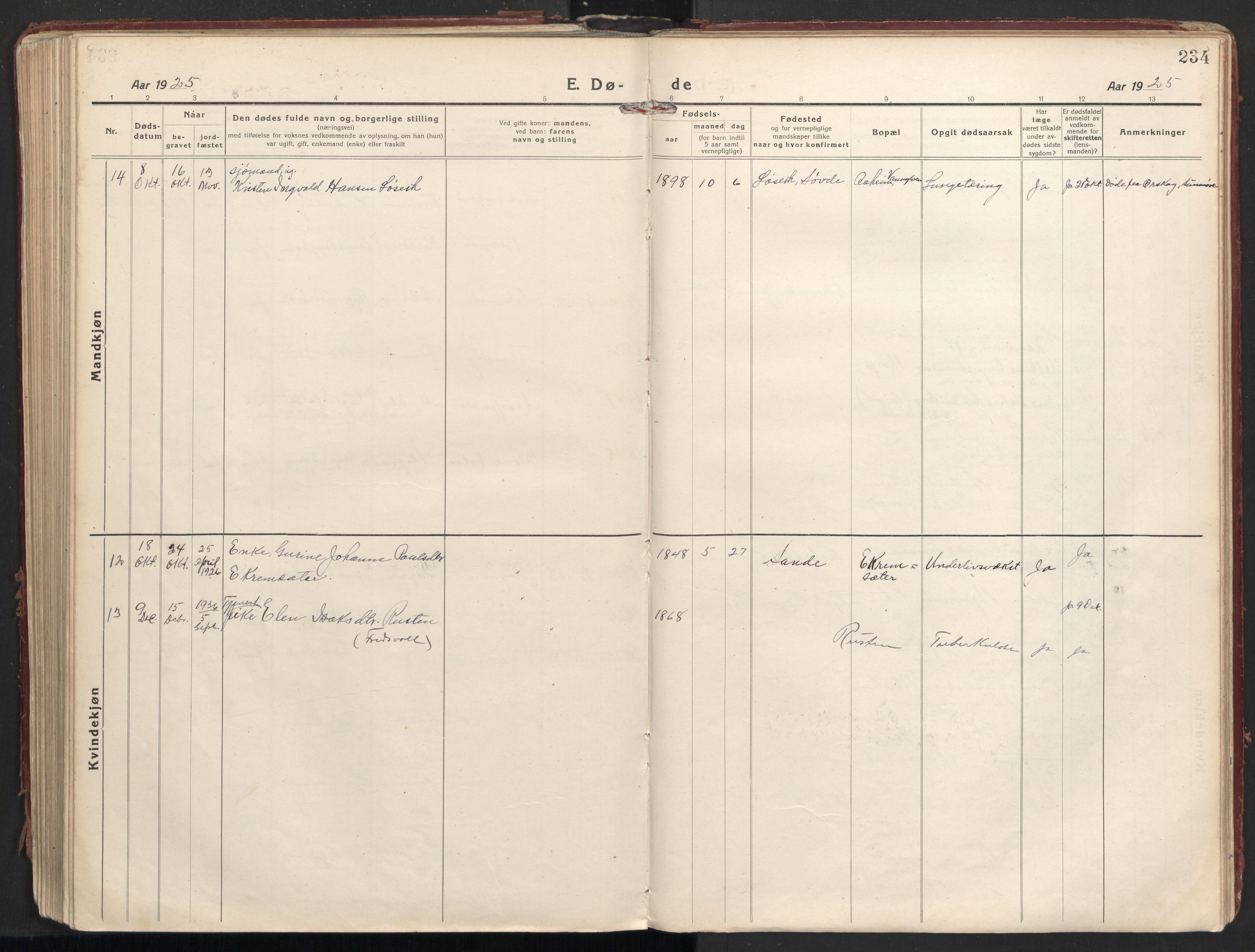 Ministerialprotokoller, klokkerbøker og fødselsregistre - Møre og Romsdal, AV/SAT-A-1454/501/L0012: Parish register (official) no. 501A12, 1920-1946, p. 234