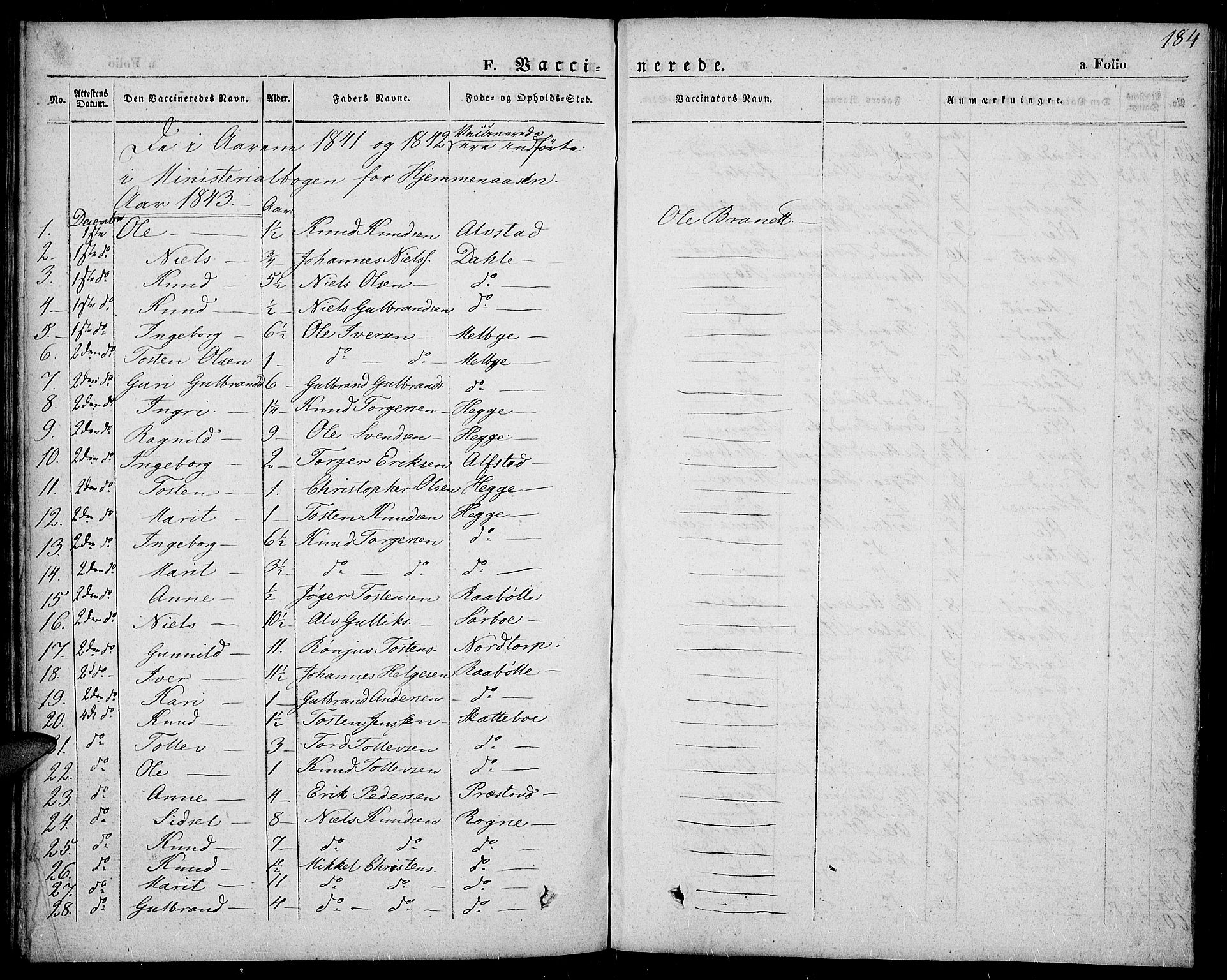 Slidre prestekontor, SAH/PREST-134/H/Ha/Haa/L0004: Parish register (official) no. 4, 1831-1848, p. 184