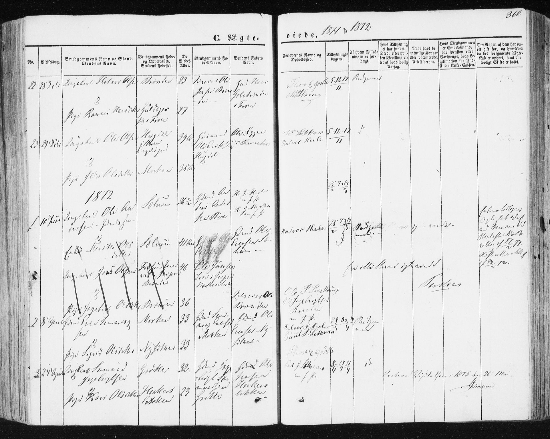 Ministerialprotokoller, klokkerbøker og fødselsregistre - Sør-Trøndelag, SAT/A-1456/678/L0899: Parish register (official) no. 678A08, 1848-1872, p. 360