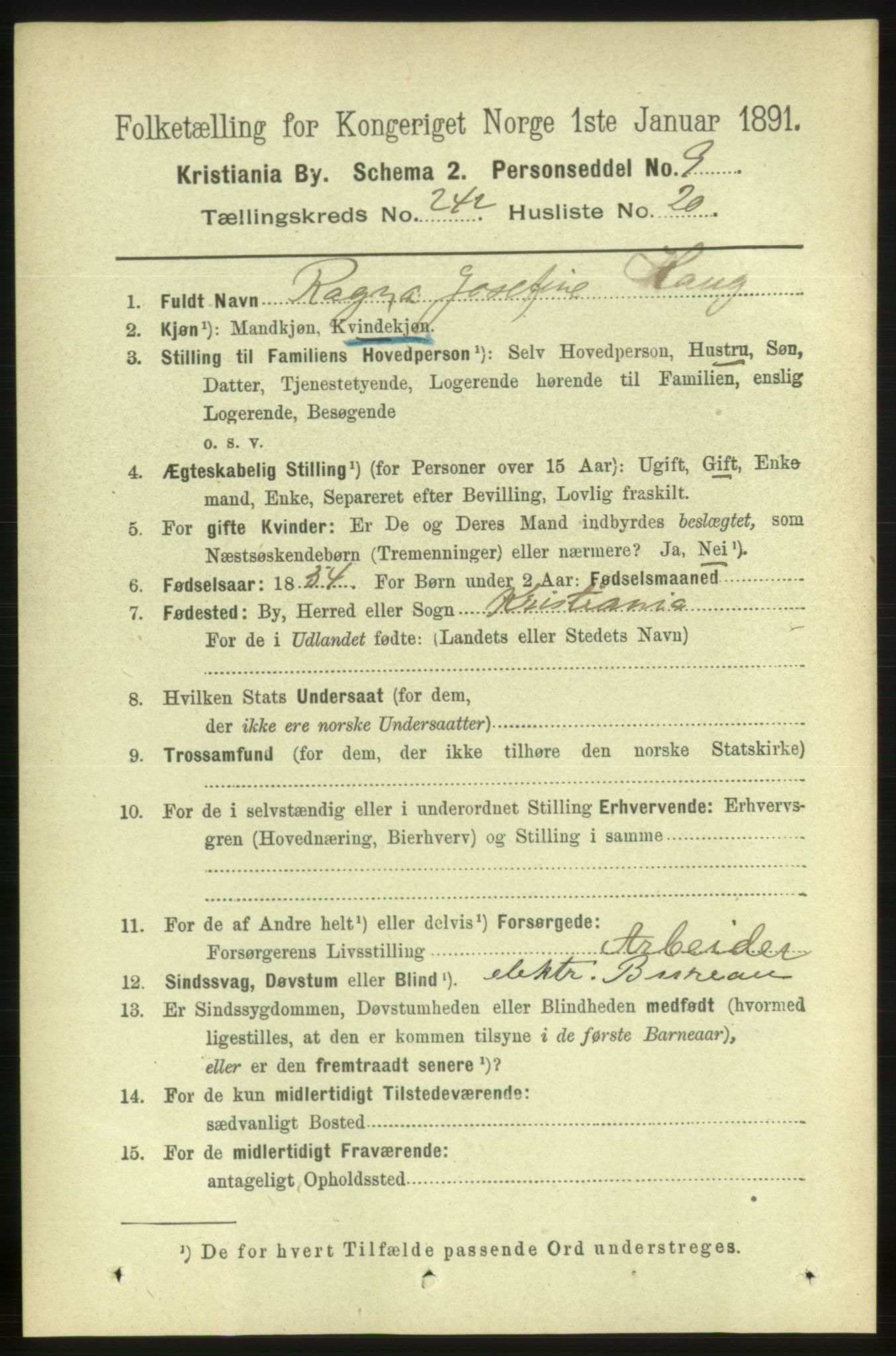 RA, 1891 census for 0301 Kristiania, 1891, p. 147442