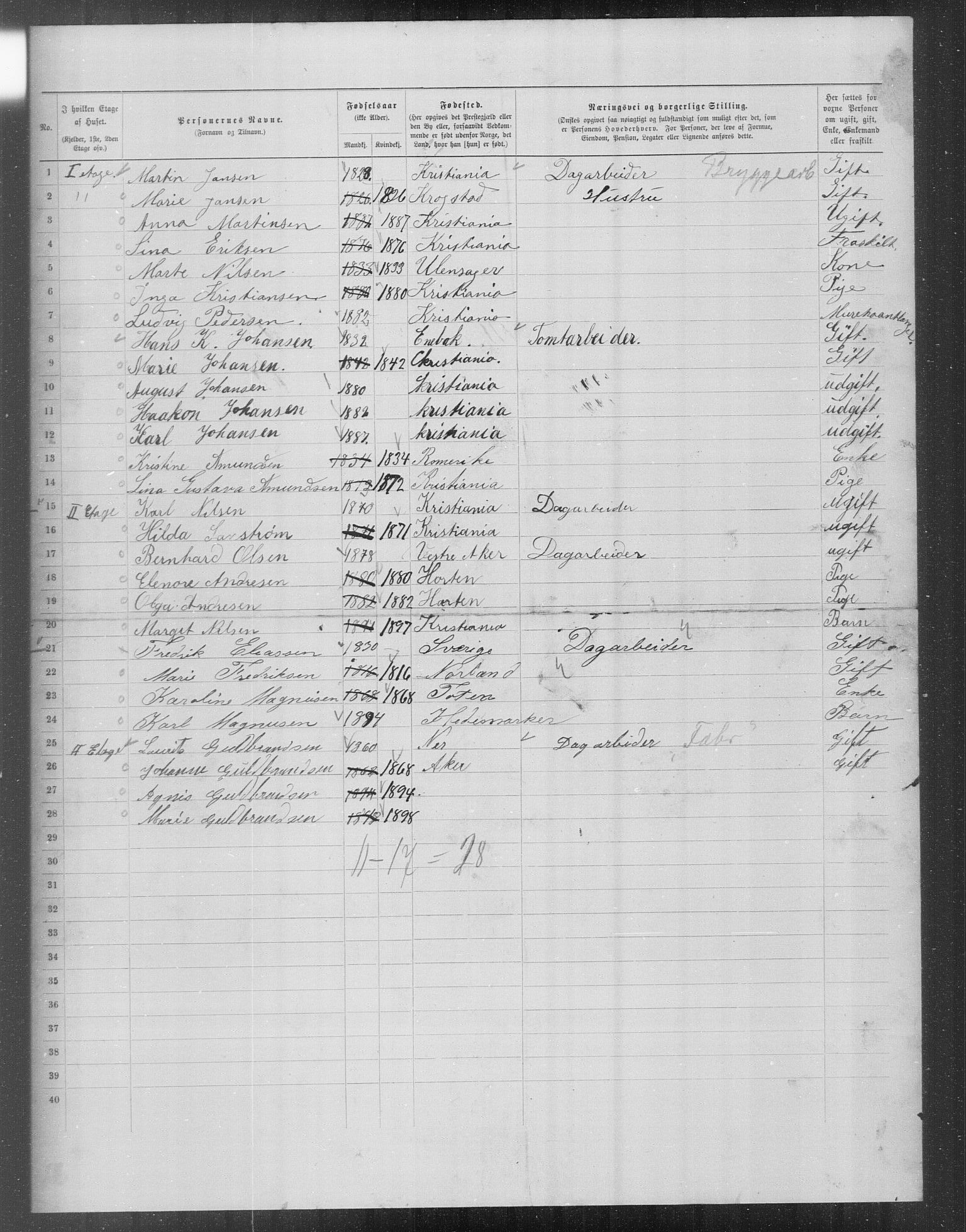 OBA, Municipal Census 1899 for Kristiania, 1899, p. 15605