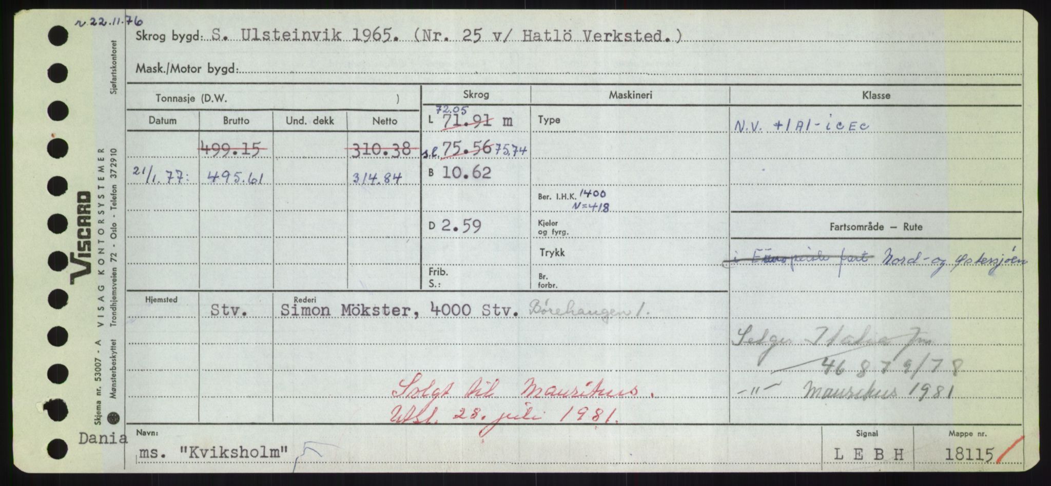 Sjøfartsdirektoratet med forløpere, Skipsmålingen, AV/RA-S-1627/H/Hd/L0021: Fartøy, Kor-Kår, p. 343