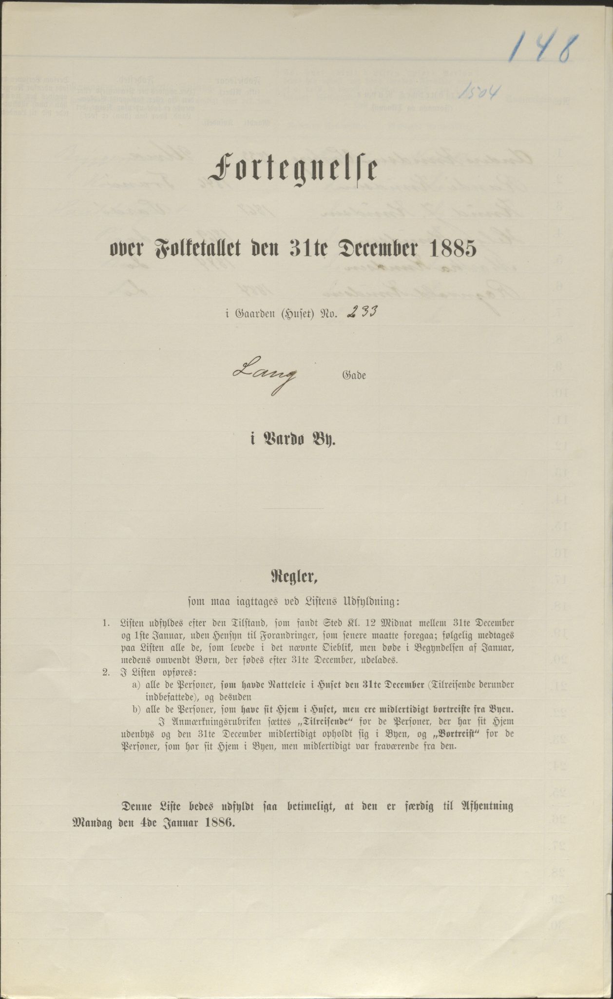 SATØ, 1885 census for 2002 Vardø, 1885, p. 148a