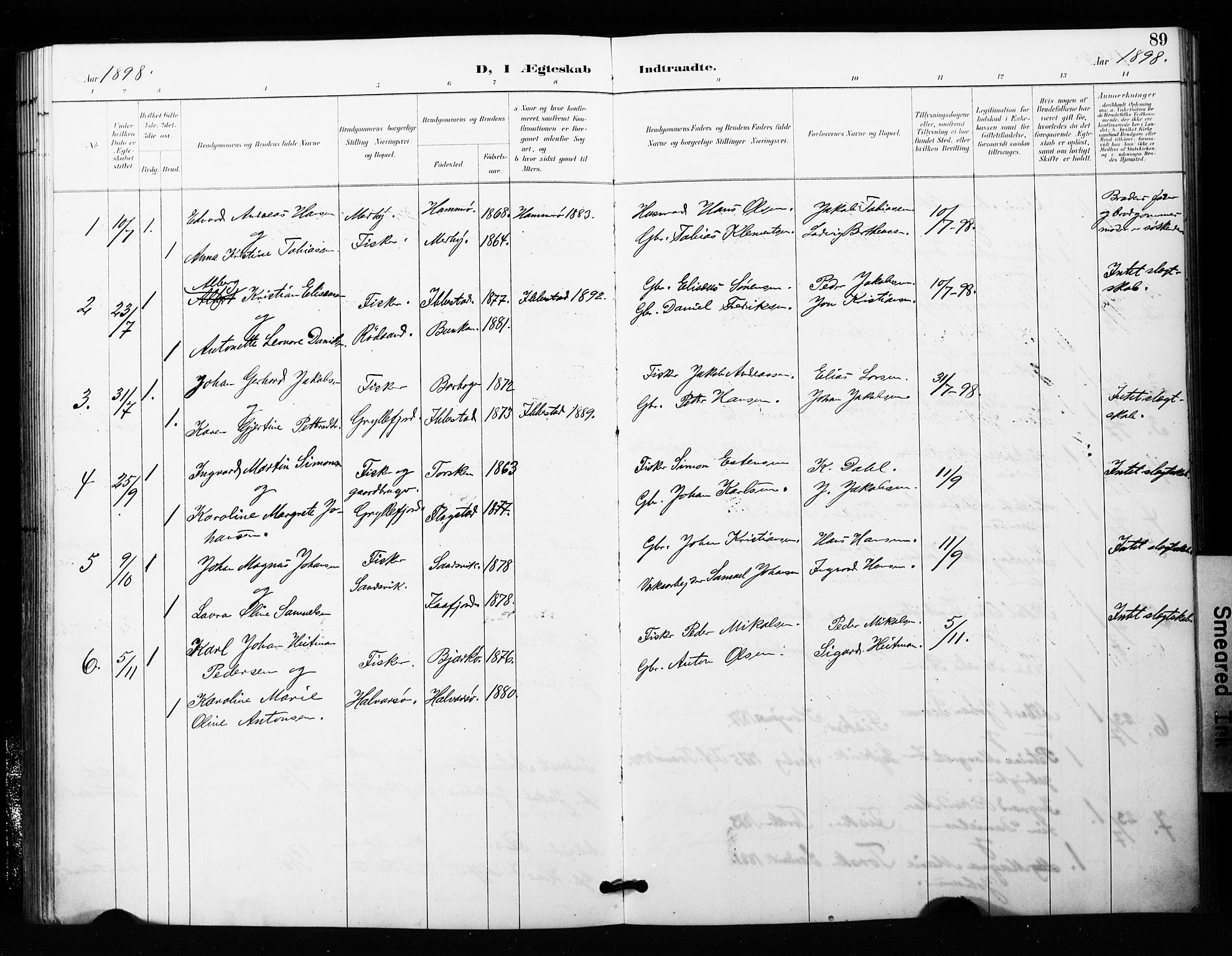 Berg sokneprestkontor, SATØ/S-1318/G/Ga/Gaa/L0006kirke: Parish register (official) no. 6, 1894-1904, p. 89