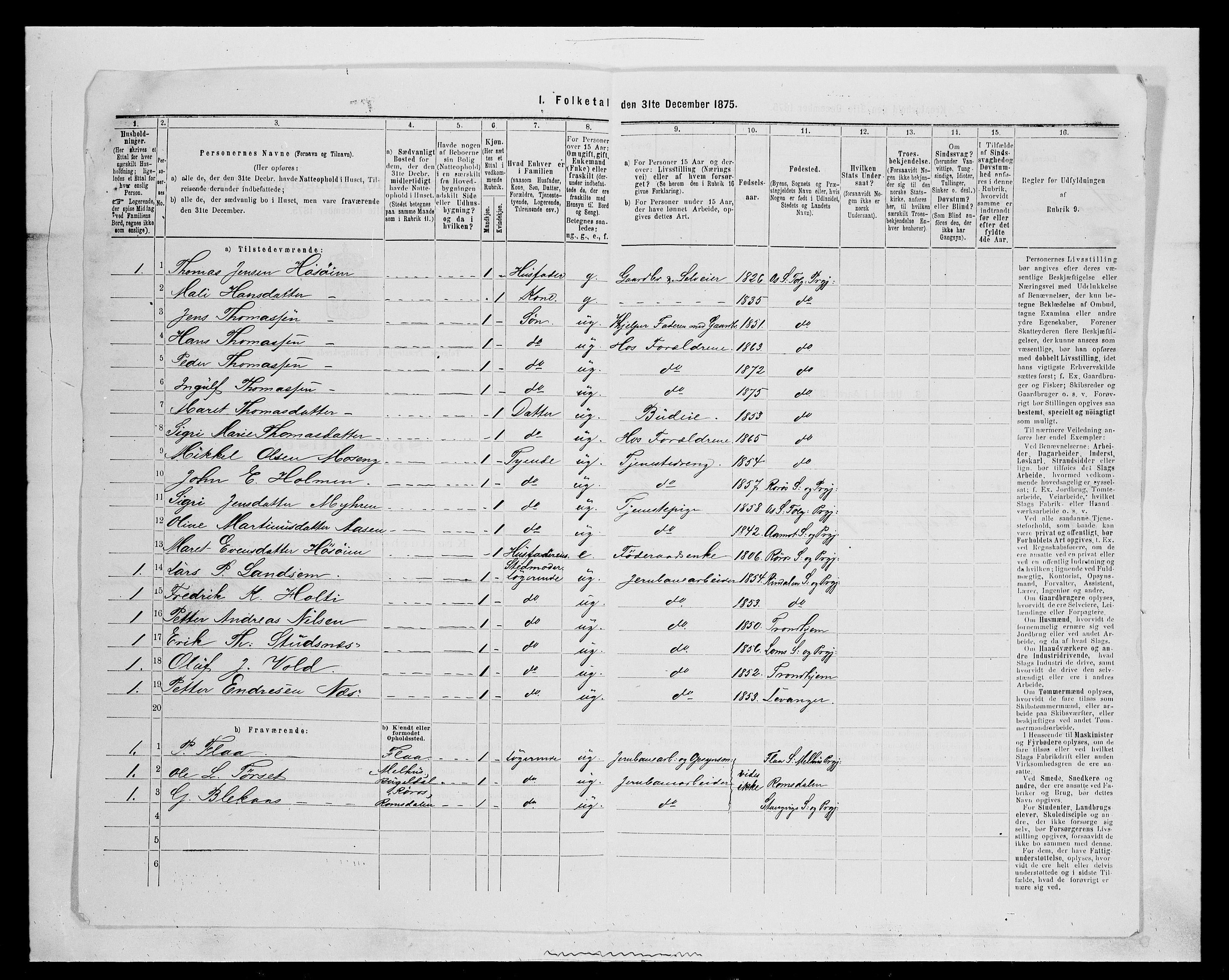 SAH, 1875 census for 0436P Tolga, 1875, p. 791