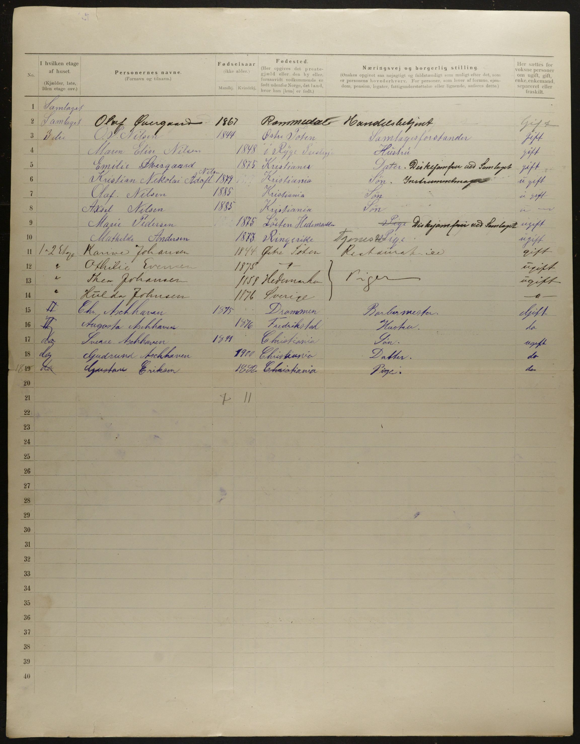 OBA, Municipal Census 1901 for Kristiania, 1901, p. 10467