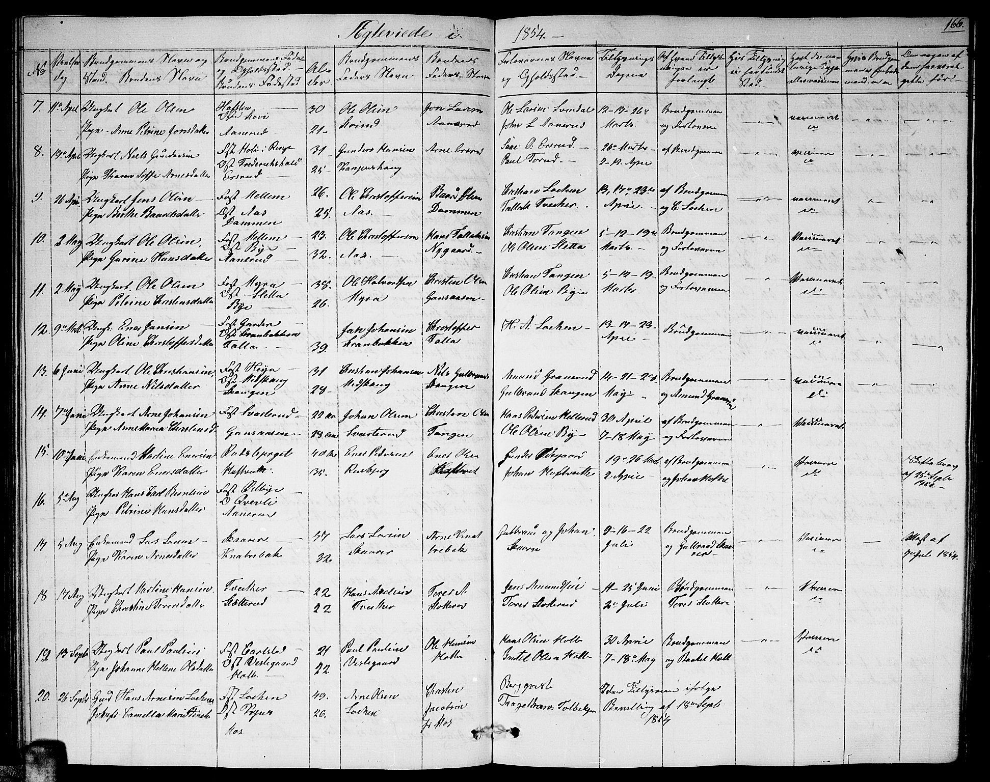 Fet prestekontor Kirkebøker, AV/SAO-A-10370a/G/Ga/L0002: Parish register (copy) no. I 2, 1843-1859, p. 166