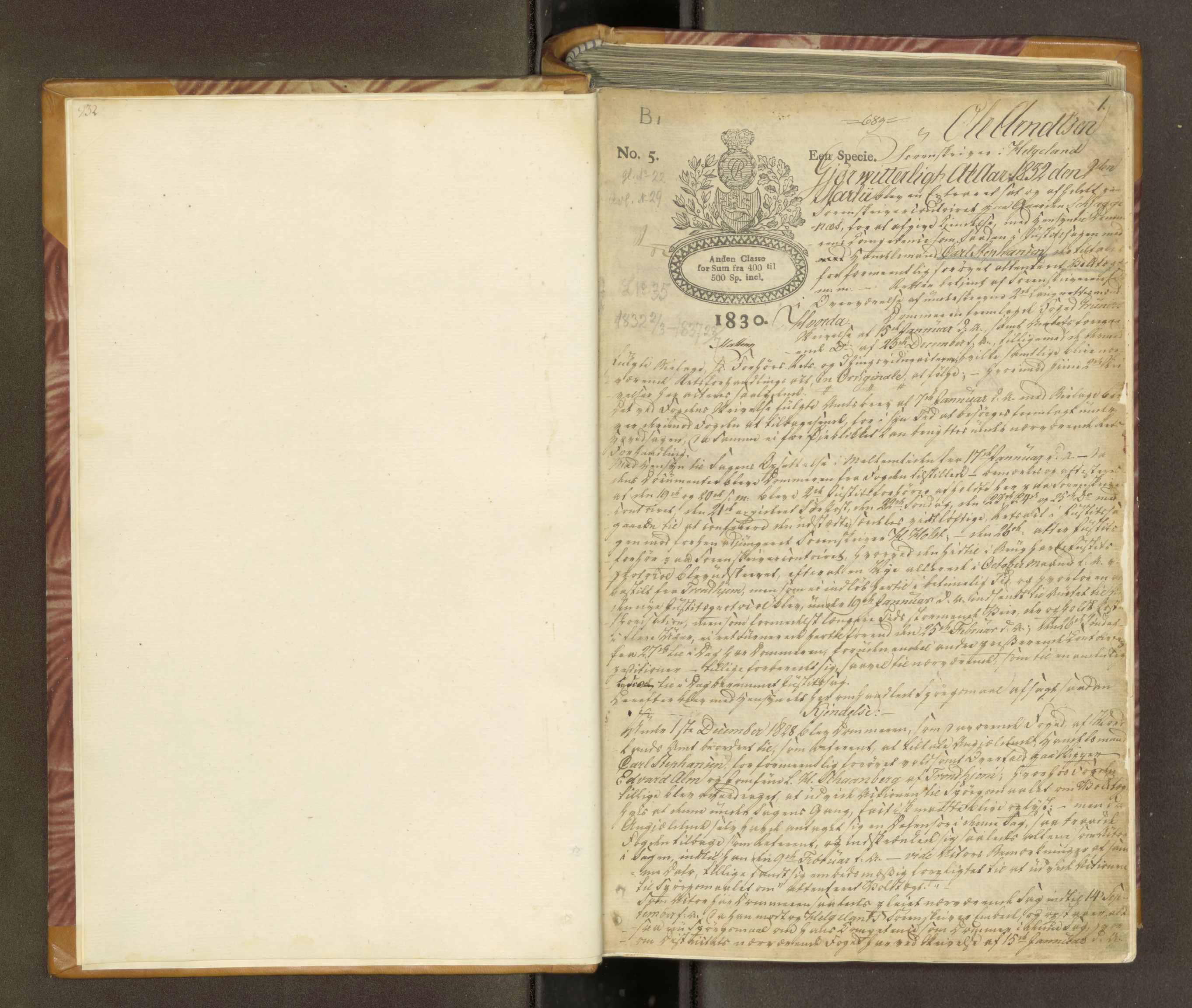 Helgeland sorenskriveri, SAT/A-0004/1/1B/L0002: Ekstrarettsprotokoll 1A (31A), 1832-1835, p. 1a
