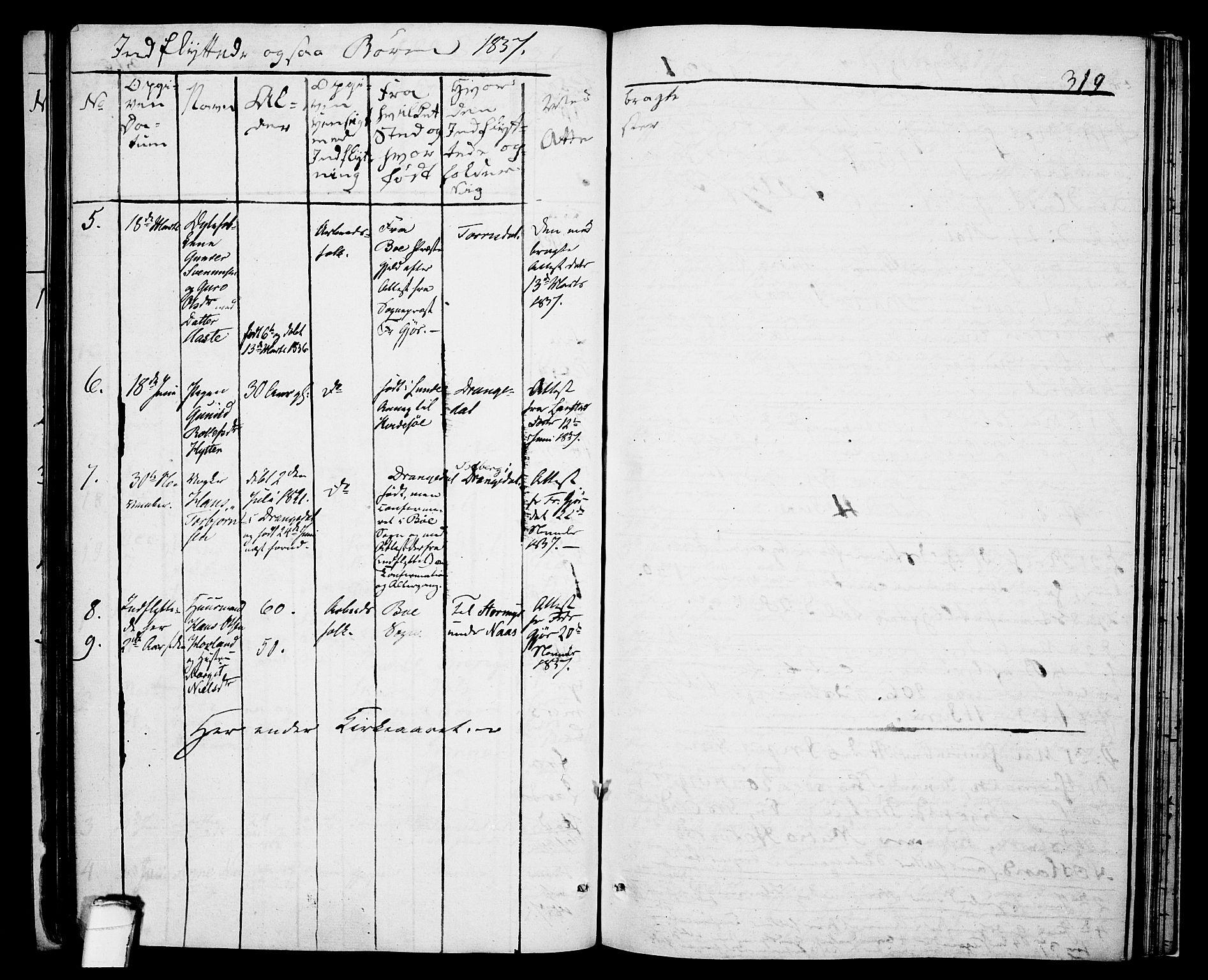 Drangedal kirkebøker, SAKO/A-258/F/Fa/L0006: Parish register (official) no. 6, 1831-1837, p. 319